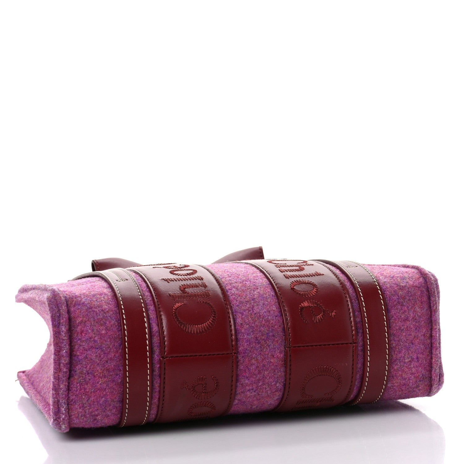 Chloe Recycled Felt Calfskin Small Woody Ribbon Tote Striking Purple 4 of 9