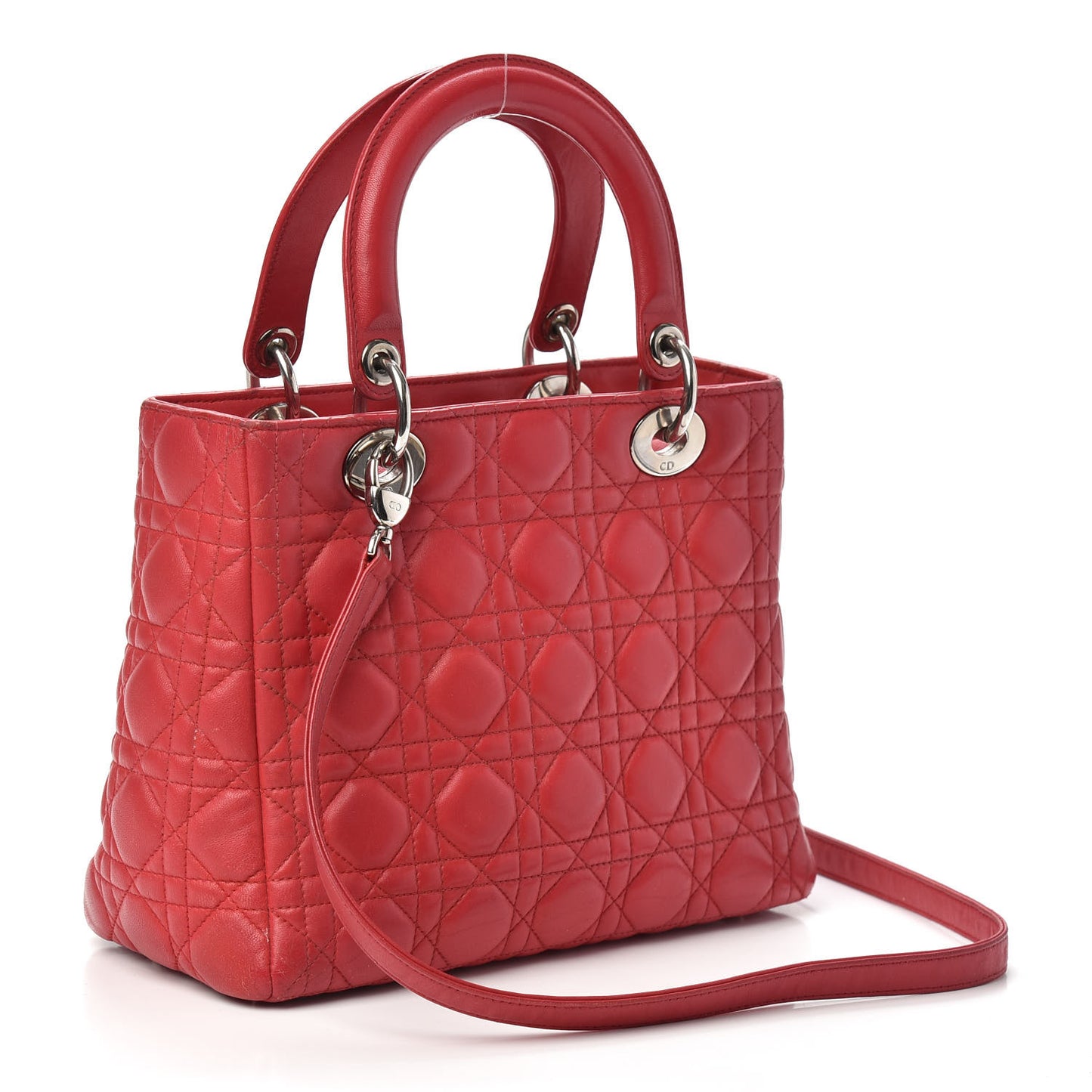 Lambskin Cannage Medium Lady Dior Red