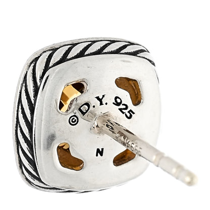 David Yurman Sterling Silver Diamond Citrine 5mm Petite Albion Earrings 4 of 4