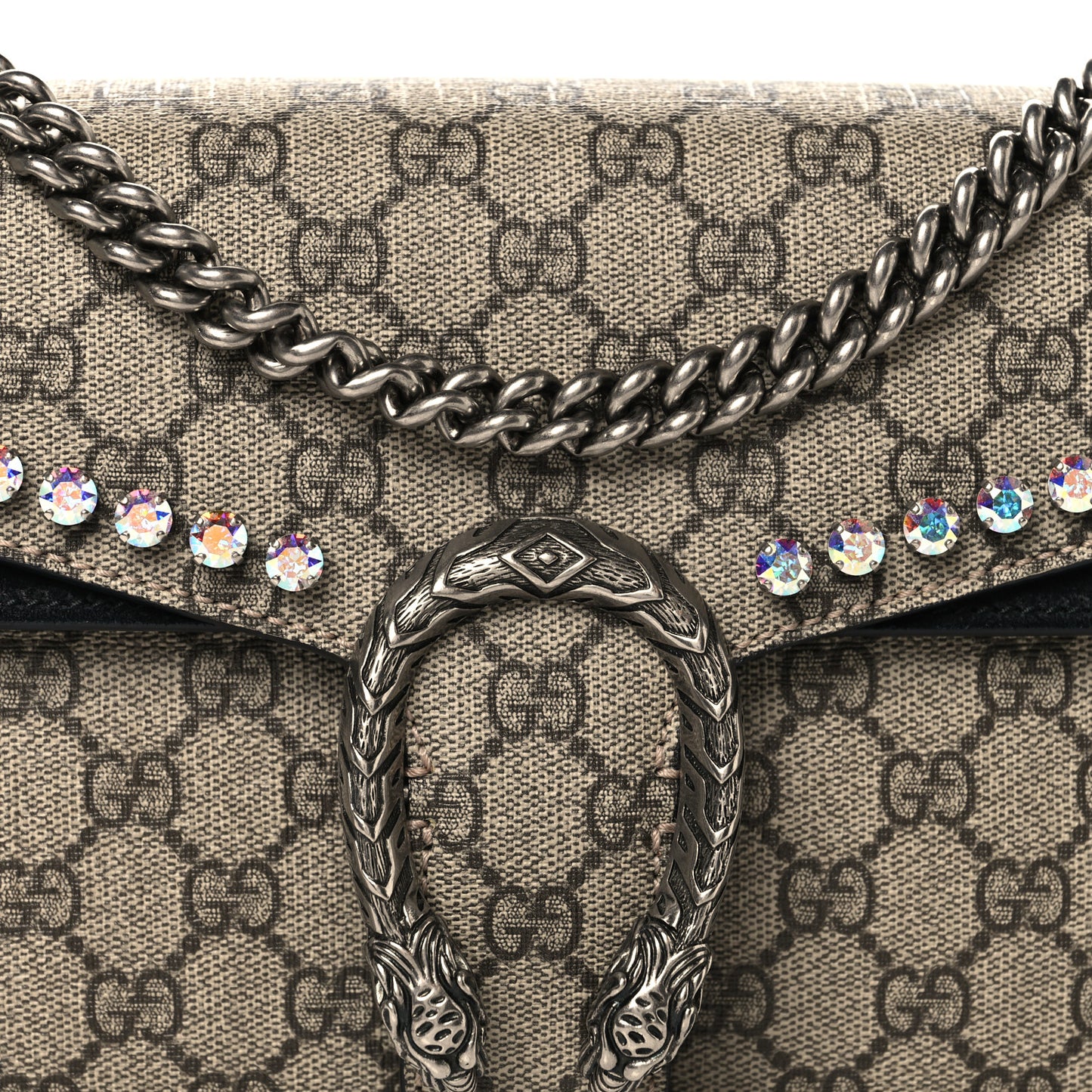GG Supreme Monogram Crystal Small Dionysus Shoulder Bag Black