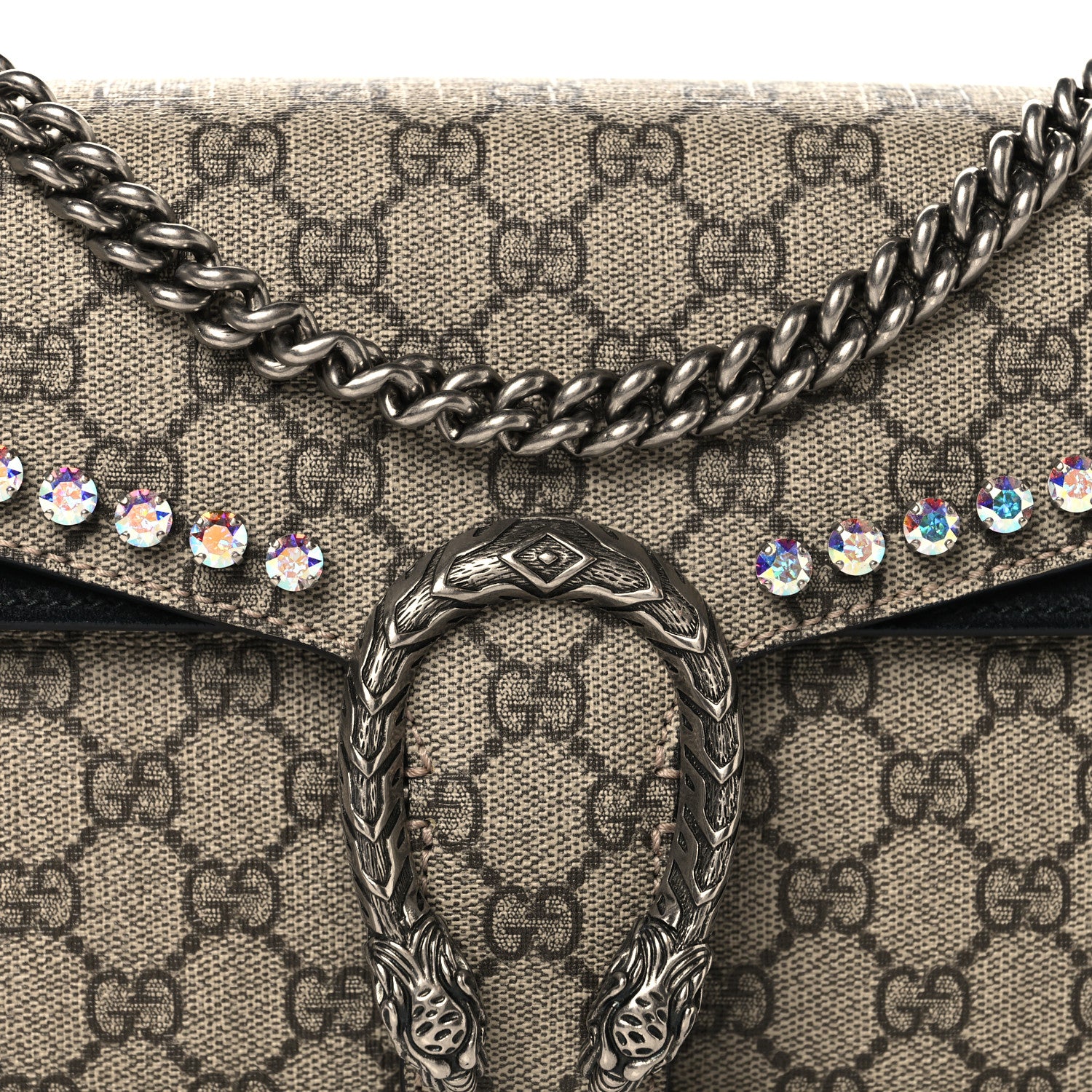 Gucci GG Supreme Monogram Crystal Small Dionysus Shoulder Bag Black 8 of 10