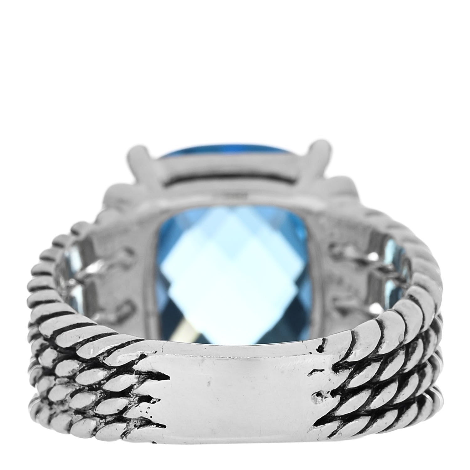 David Yurman Sterling Silver Diamond Blue Topaz 16mm Wheaton Ring 61 9.5 4 of 6