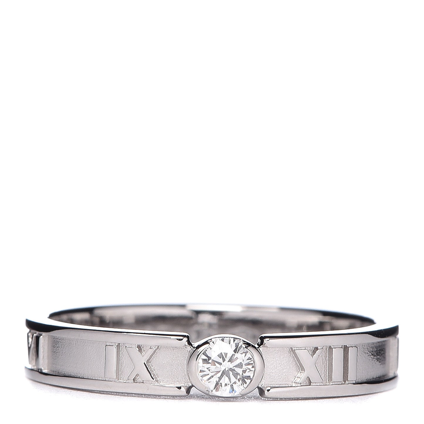 18K White Gold Diamond Atlas Solitaire Band Ring 56 7.5