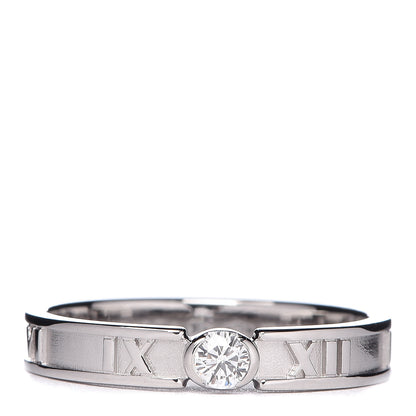 Tiffany 18K White Gold Diamond Atlas Solitaire Band Ring 56 7.5 1 of 6