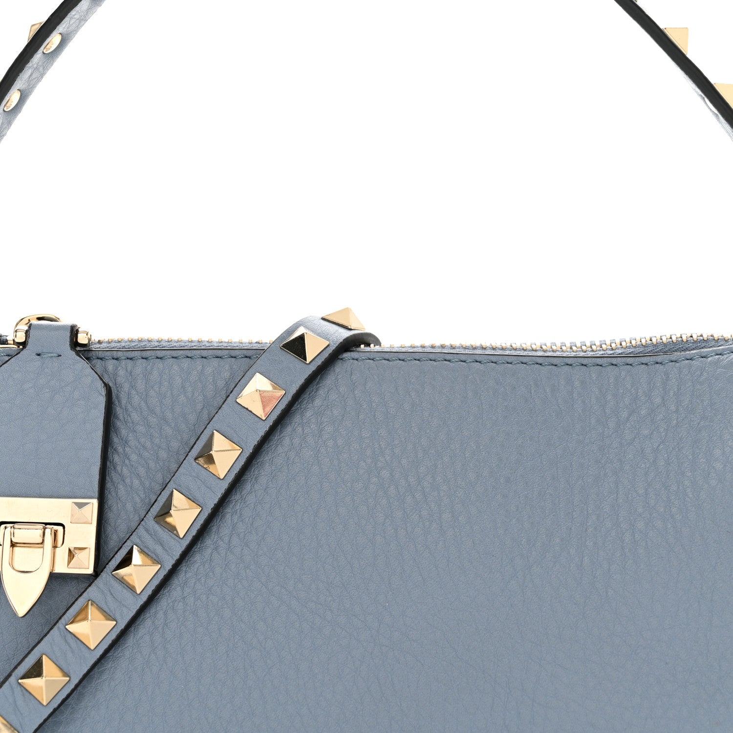 Valentino Garavani Pebbled Calfskin Small Rockstud Flip Lock Shoulder Bag Niagara 7 of 9