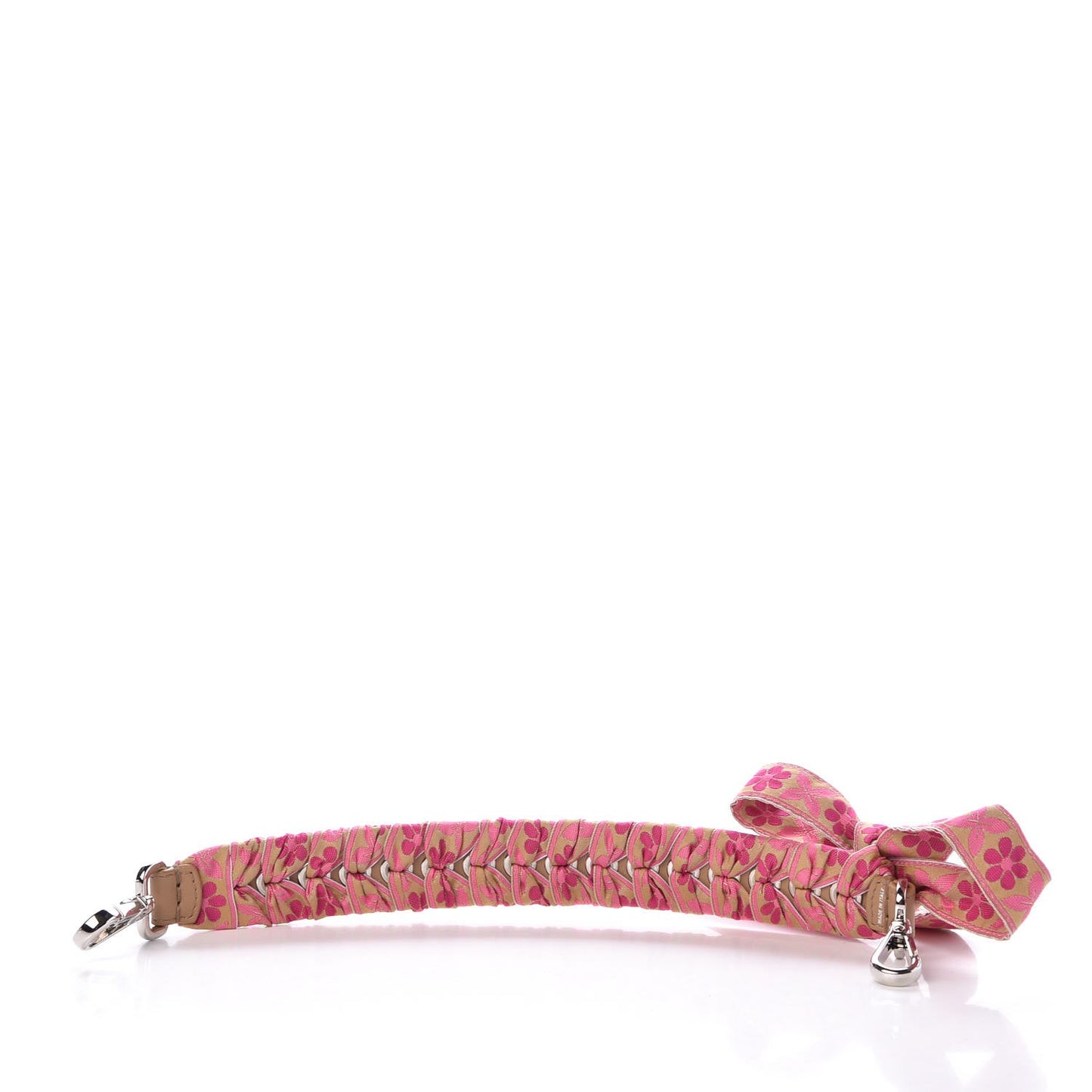 Calfskin Ribbon Lace Up Floral Strap You Pink