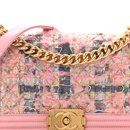 Chanel Iridescent Tweed Lambskin Medium Boy Flap Pink 8 of 14