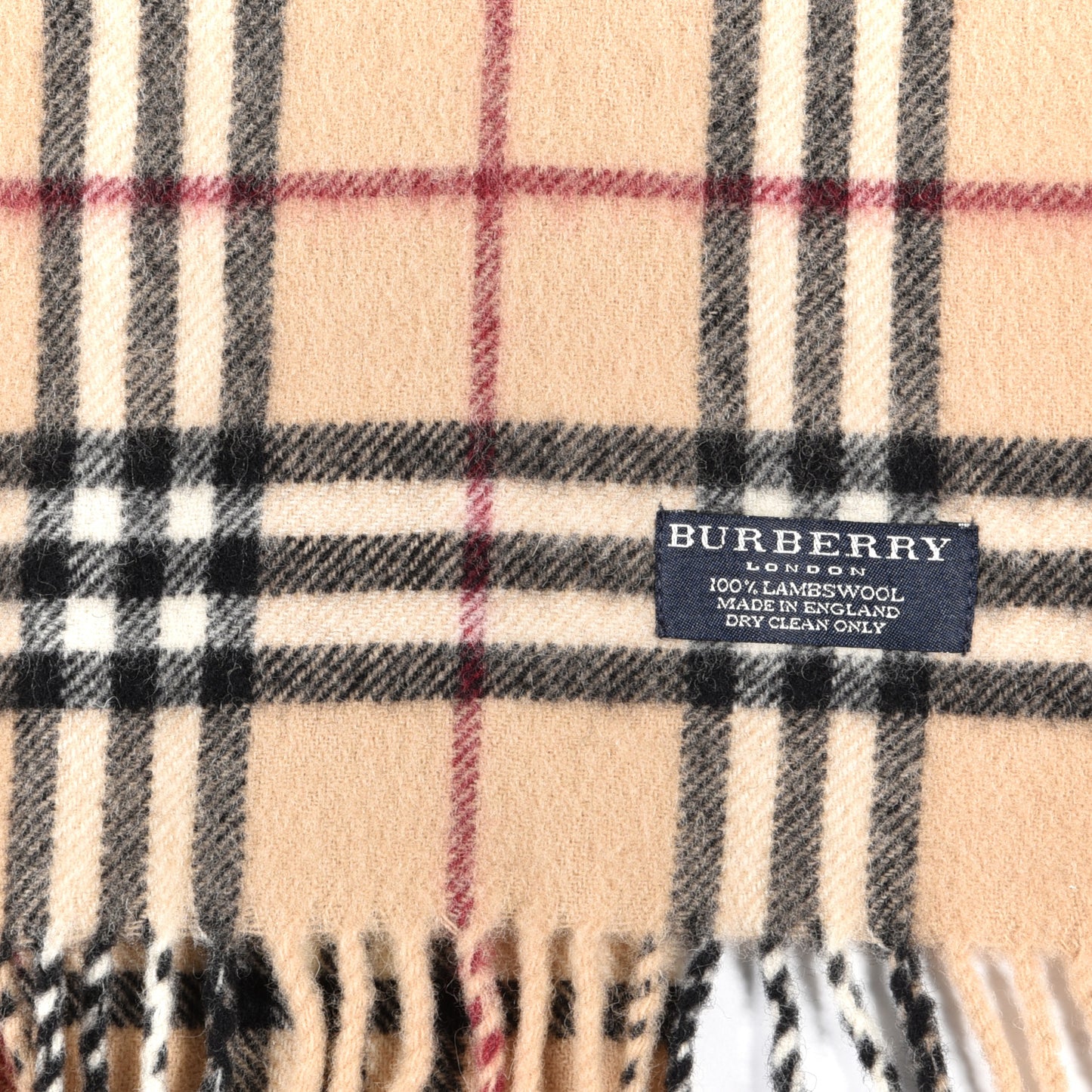 Lambswool Check Fringe Scarf Camel