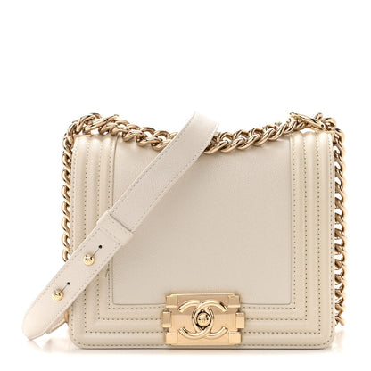 Chanel Iridescent Caviar Mini Boy Flap White 1 of 12