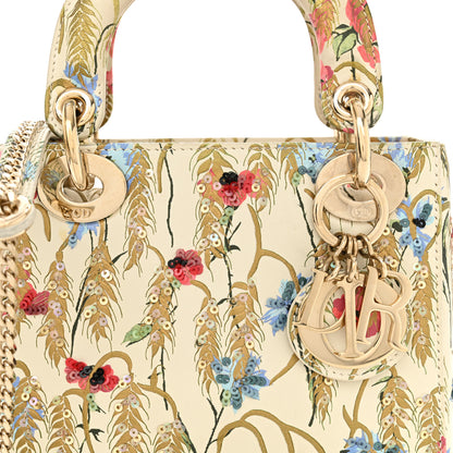 Christian Dior Calfskin Hibiscus Printed Embroidered Mini Lady Dior Beige Multicolor 8 of 14