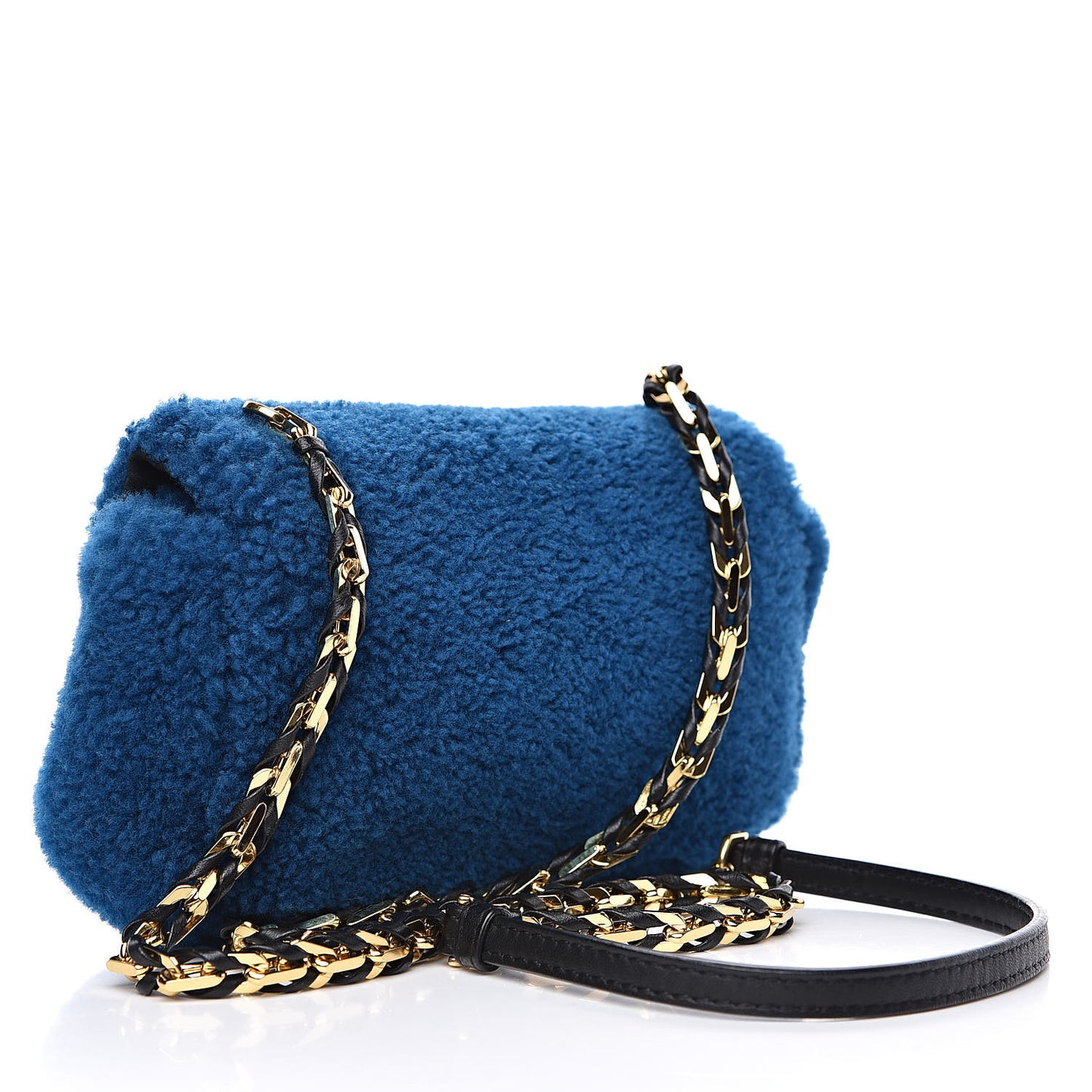 Shearling Nappa Mini Be Baguette Shoulder Bag Blue Black