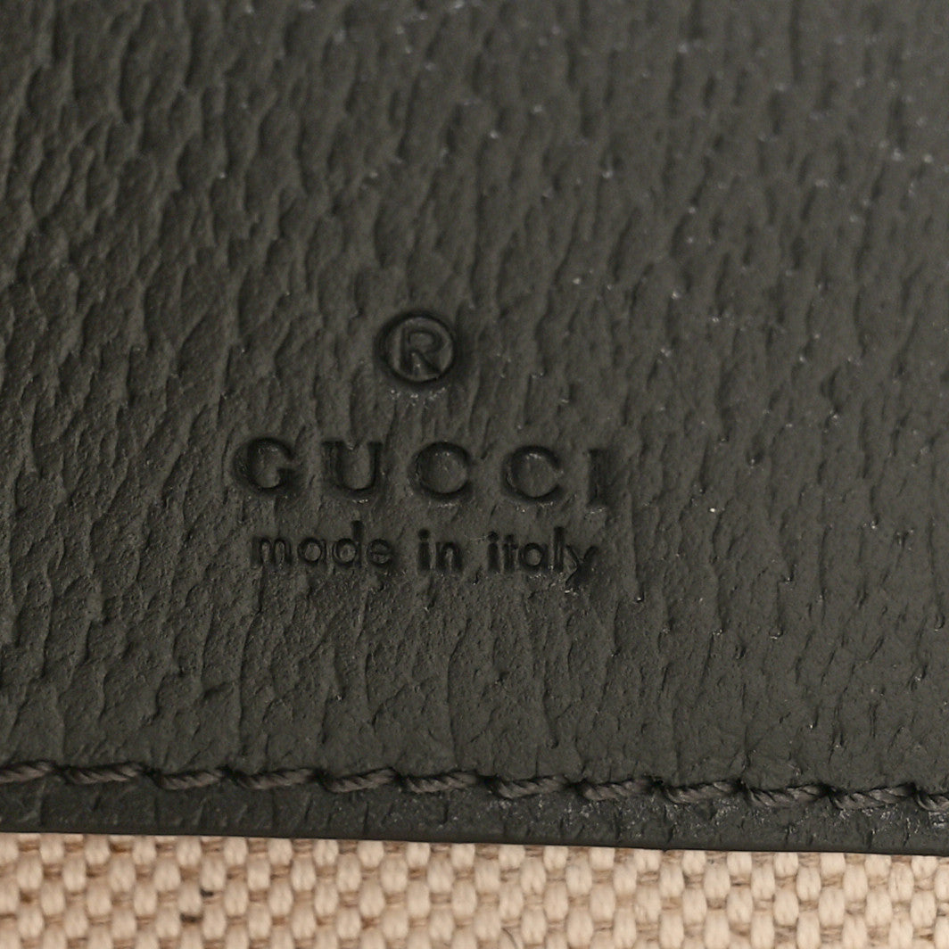 GG Supreme Monogram Textured Dollar Calfskin Small Ophidia Top Handle Shoulder Grey Black Graphite Grey