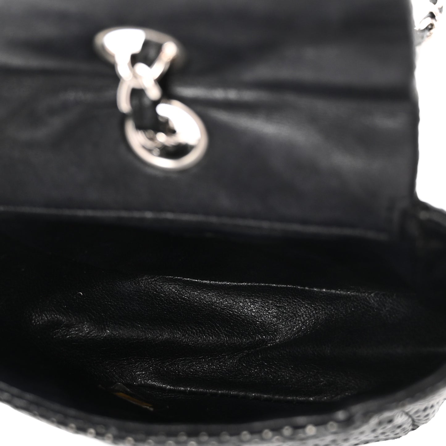 Lambskin Perforated Mini Flap Bag Black