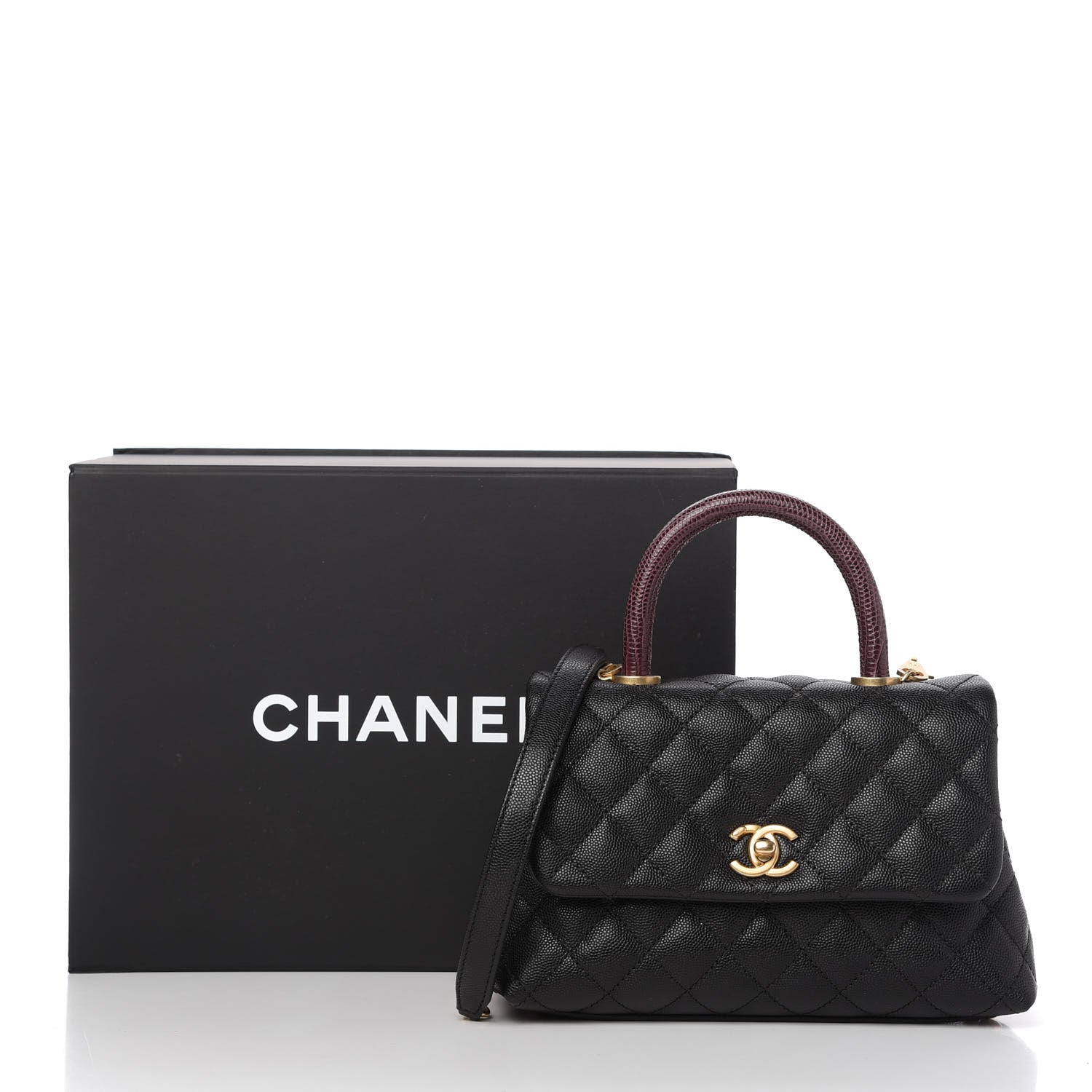 Chanel Caviar Lizard Quilted Mini Coco Handle Flap Black 11 of 11