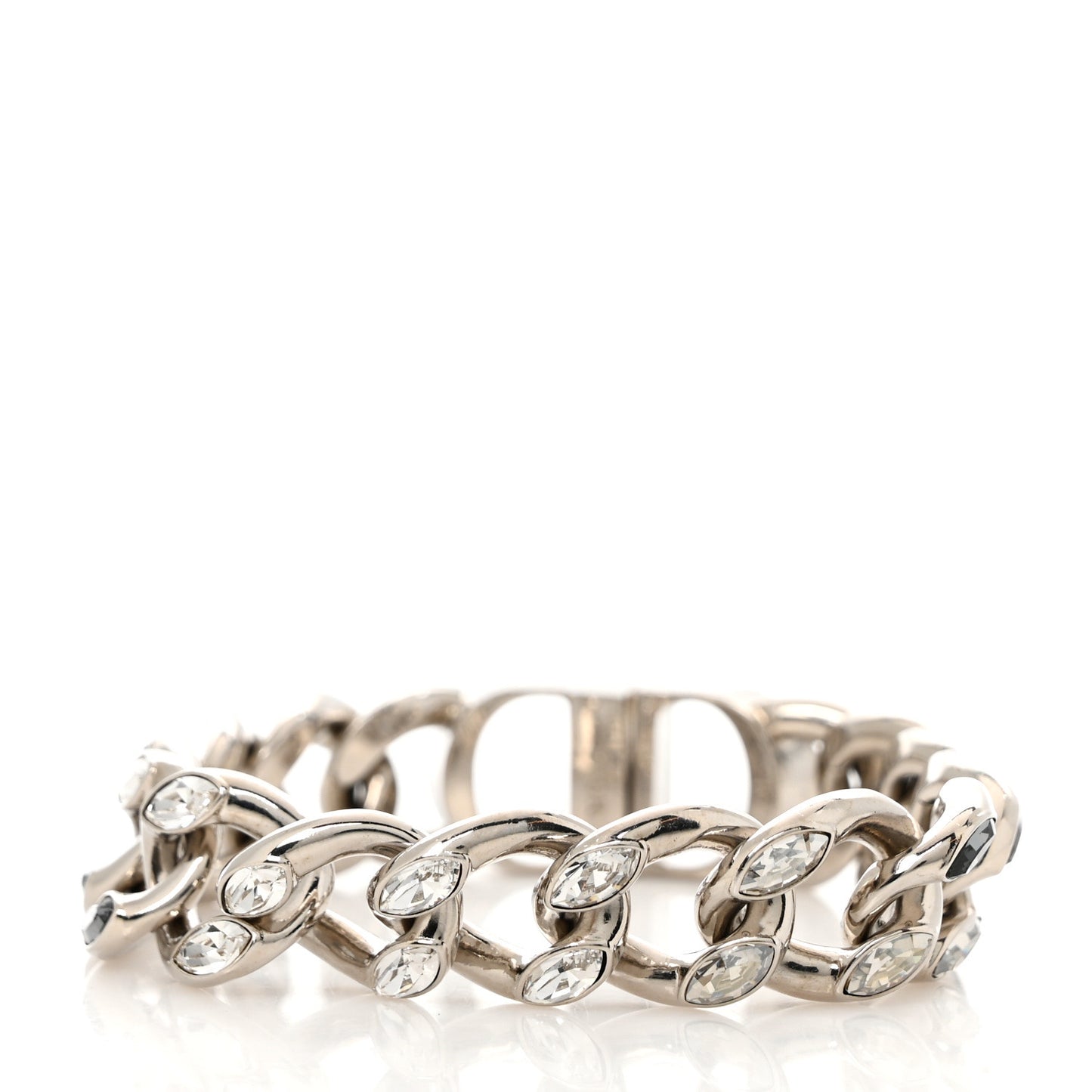 Brass Diamond CD Icon Chain Bracelet Silver