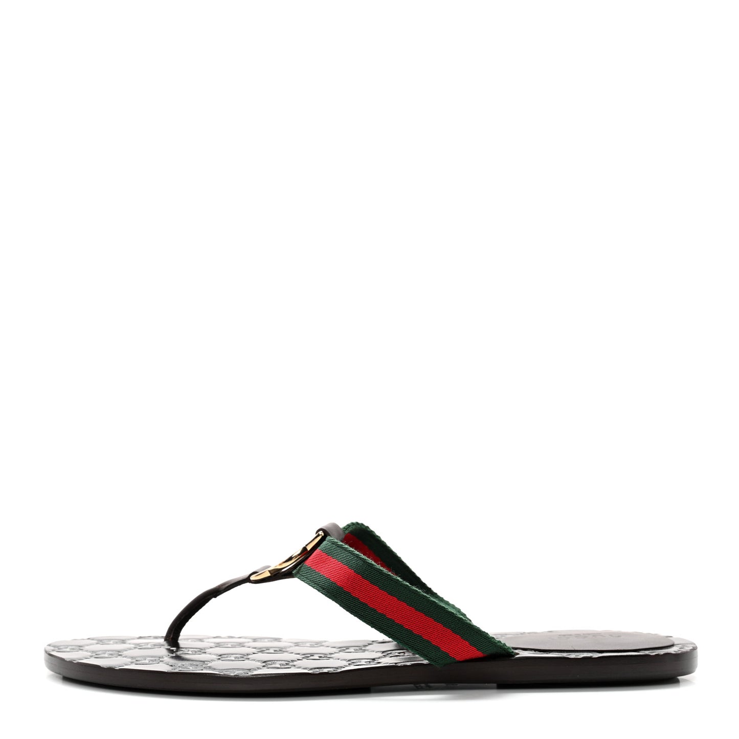 Nylon Guccissima Web Womens Thong Sandals 39 Cocoa Green Red