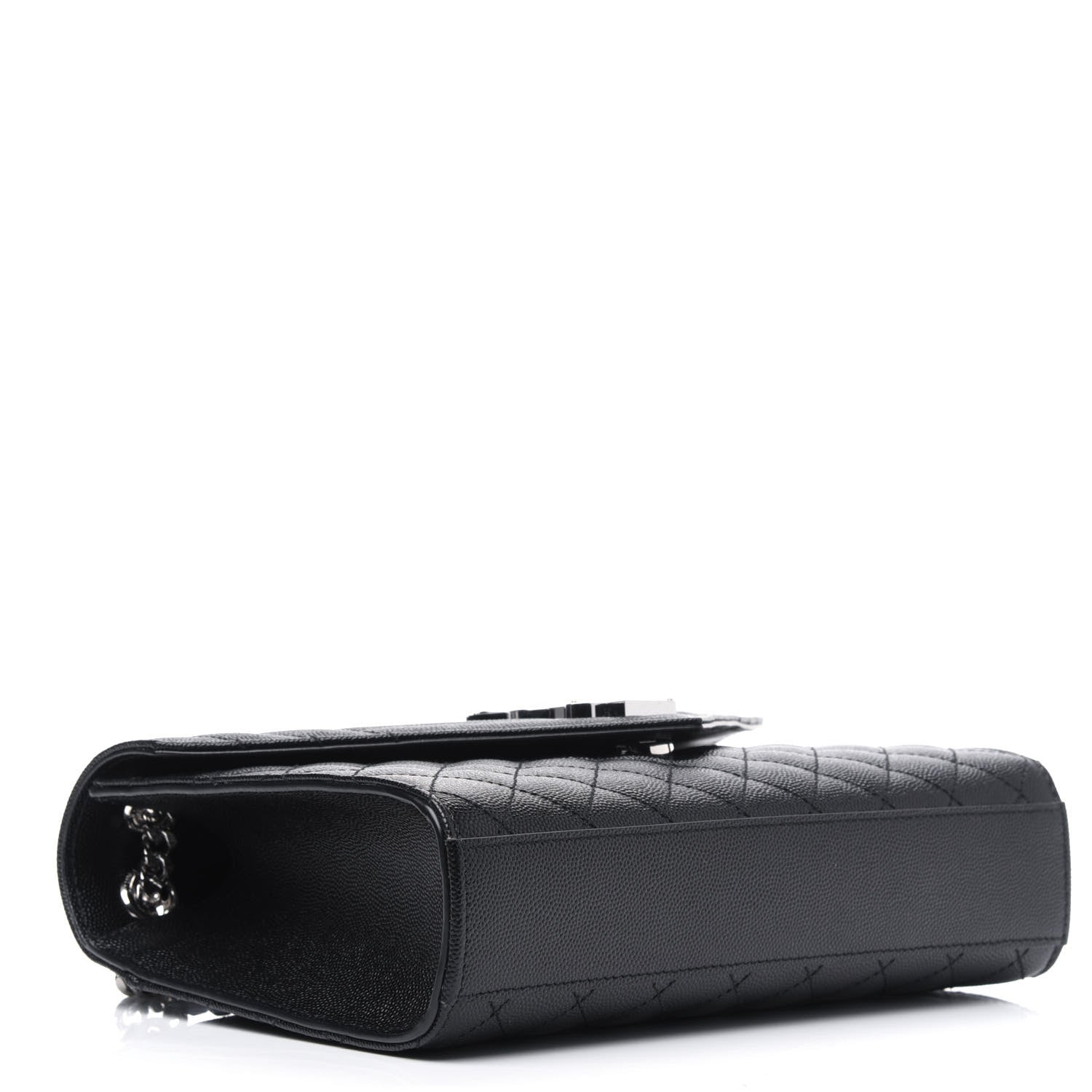 Saint Laurent Grain De Poudre Textured Mixed Matelasse Triquilt Medium Monogram Satchel Black 3 of 5