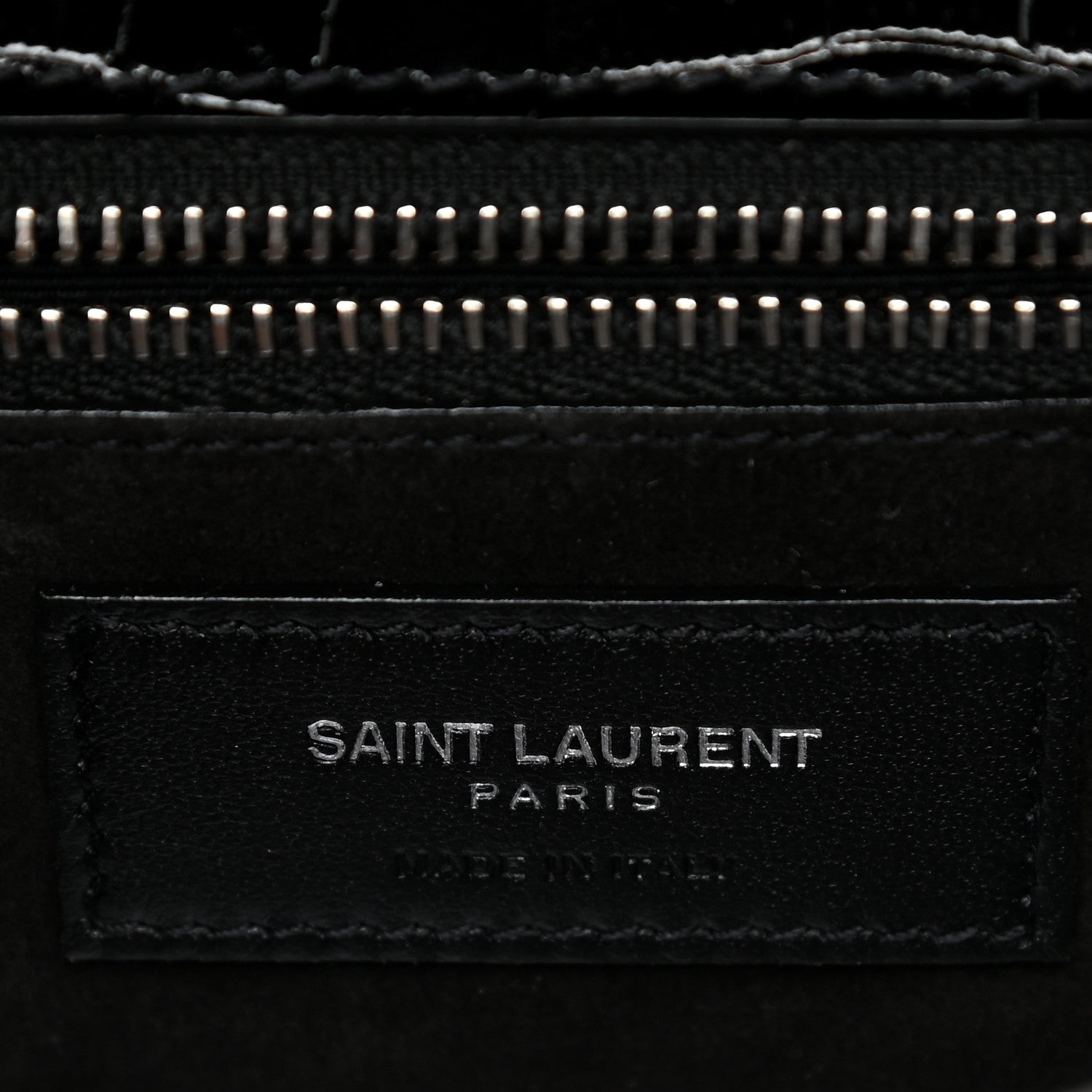 Saint Laurent Crocodile Embossed Calfskin Crystal Embellished Carre Satchel Black 11 of 16