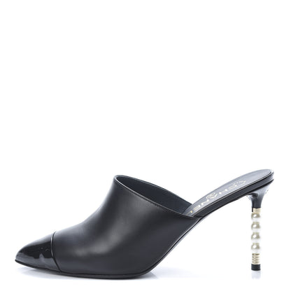 Chanel Lambskin Patent Calfskin Pearl Mules 40 Black 1 of 14
