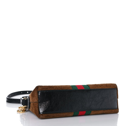 Gucci Suede Patent Web Small Ophidia Dome Shoulder Bag Nocciola Black 3 of 8