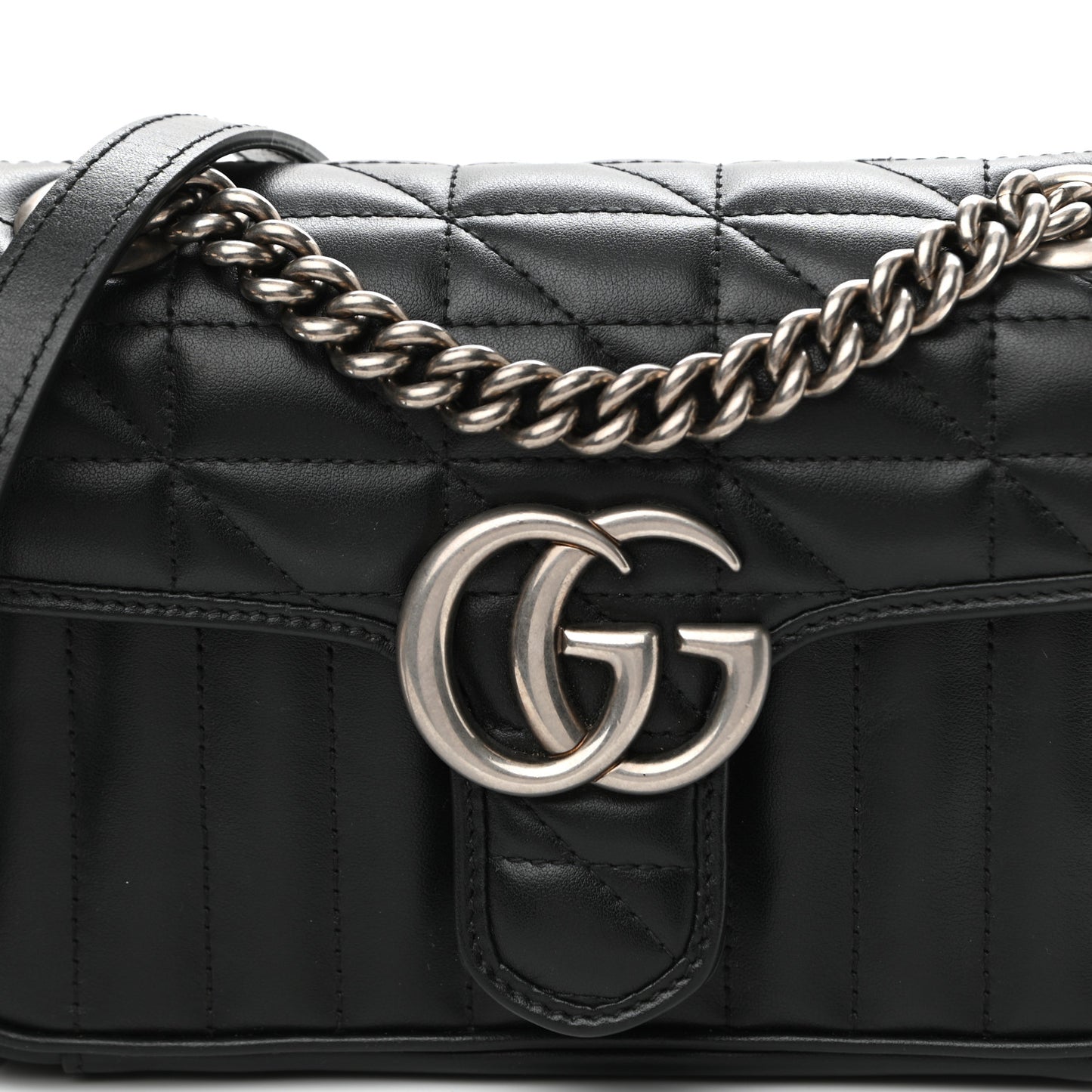 Calfskin Matelasse Aria Mini GG Marmont Shoulder Bag Black