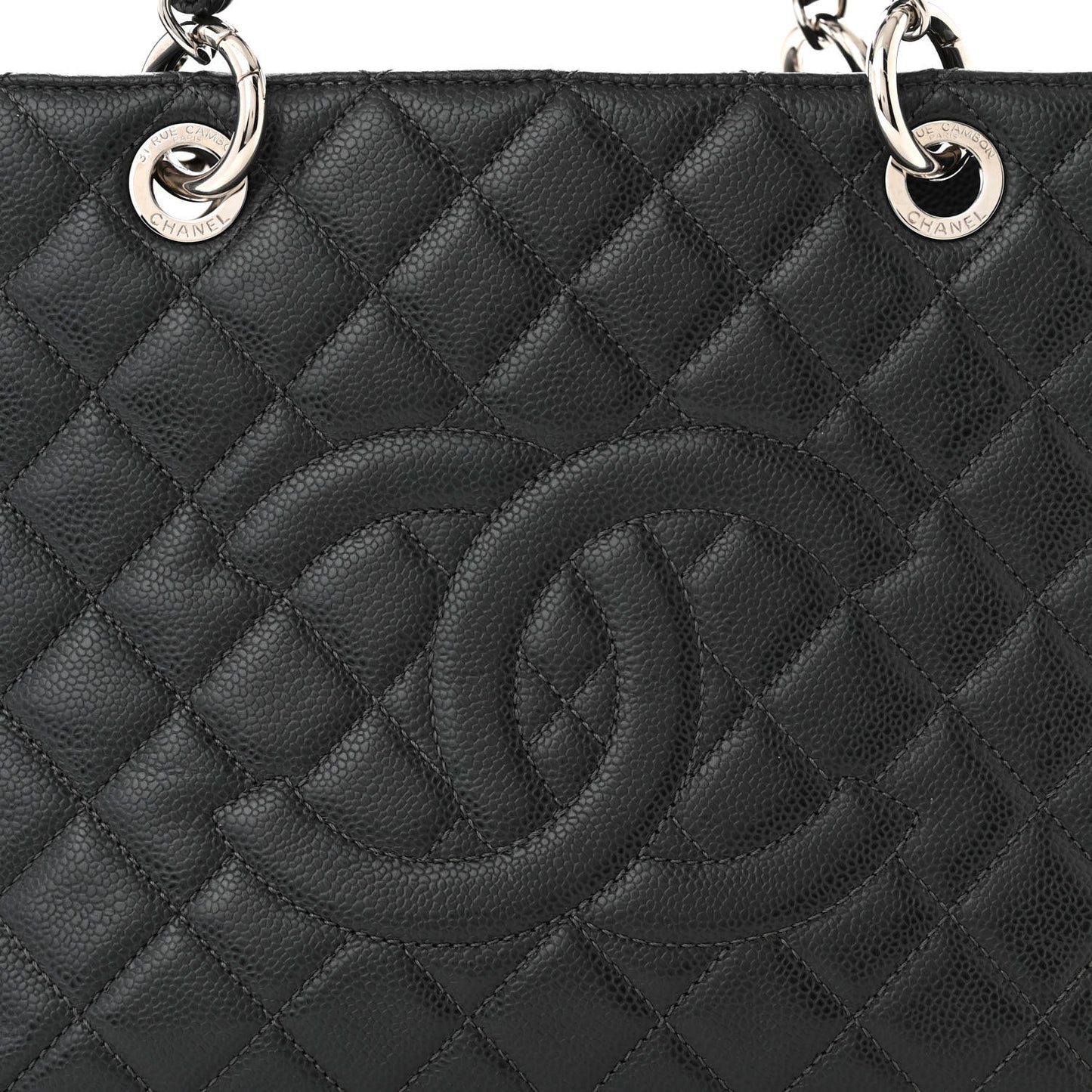 Caviar Quilted Grand Shopping Tote GST Dark Grey