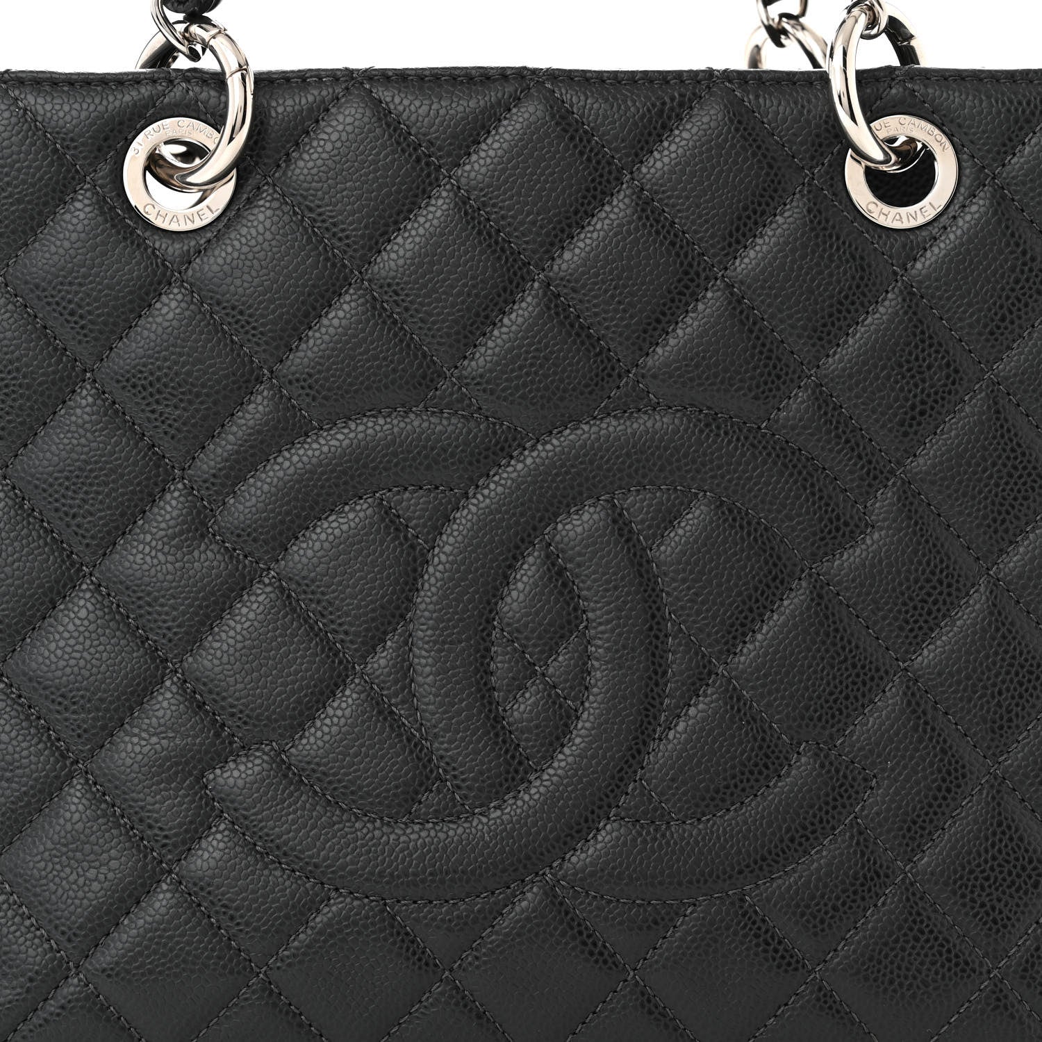 Chanel Caviar Quilted Grand Shopping Tote GST Dark Grey 9 of 11