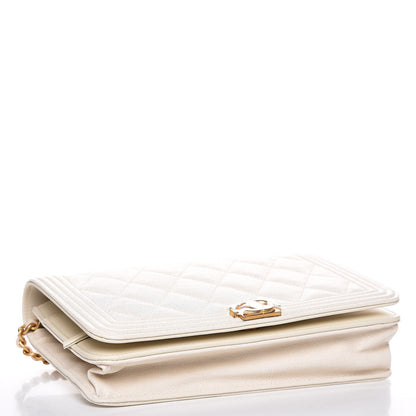 Chanel Caviar Quilted Boy Wallet On Chain WOC White 4 of 9