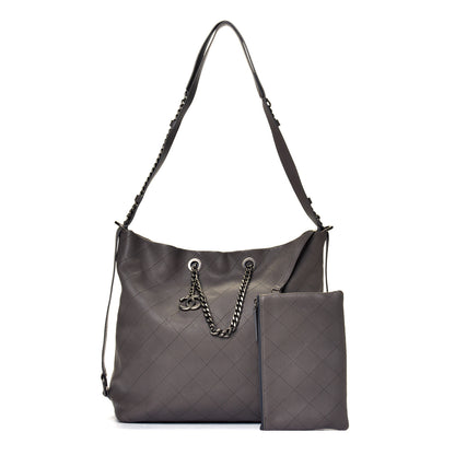 Chanel Calfskin Stitched Large Hobo Grey 1 of 8