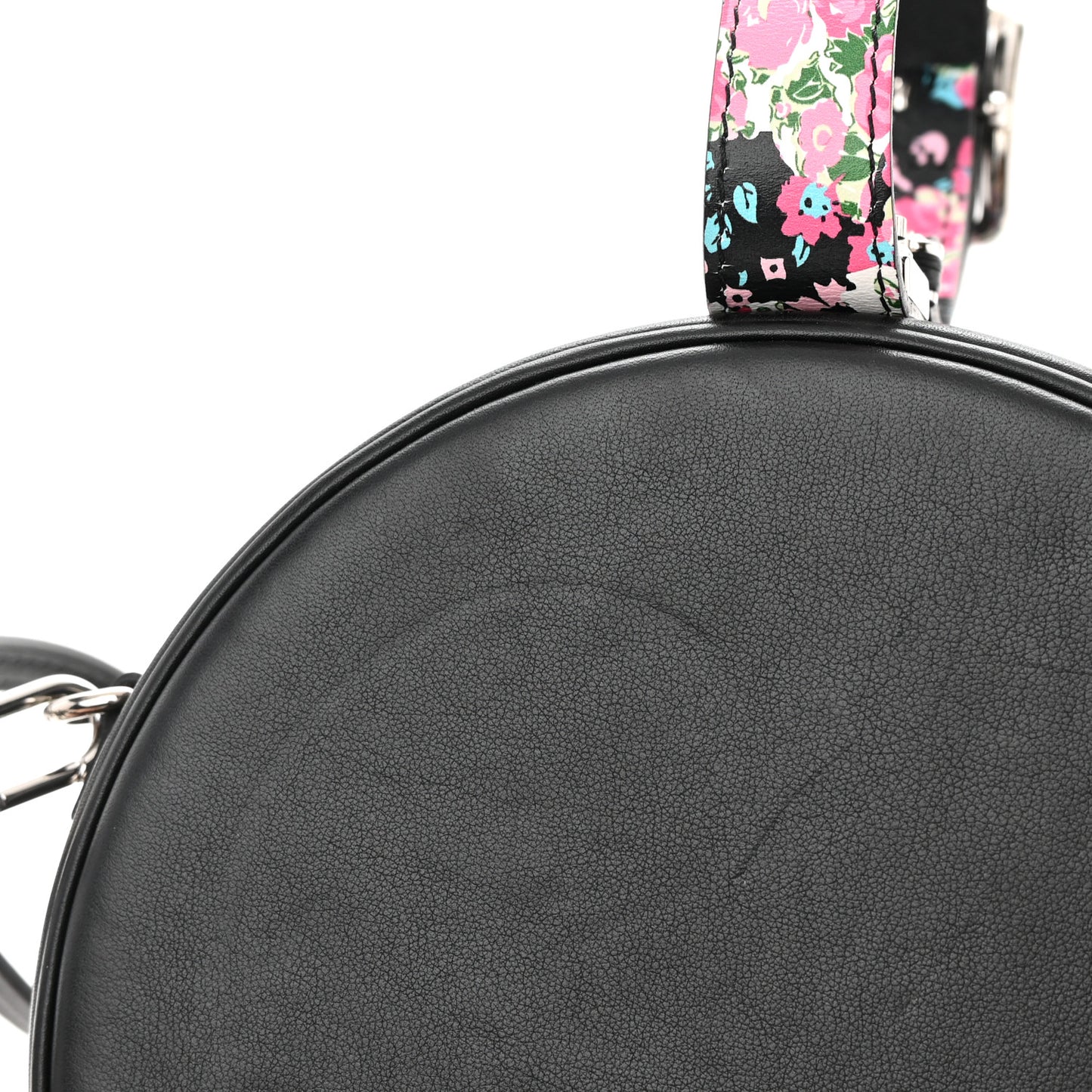 Calfskin Floral Print Petite Boite Chapeau Black
