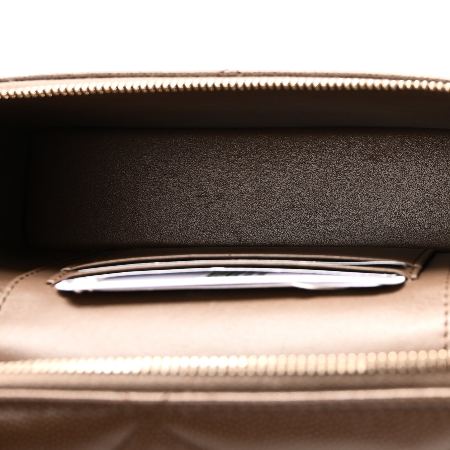Caviar Quilted Top Handle Slim Vanity With Chain  Light Brown