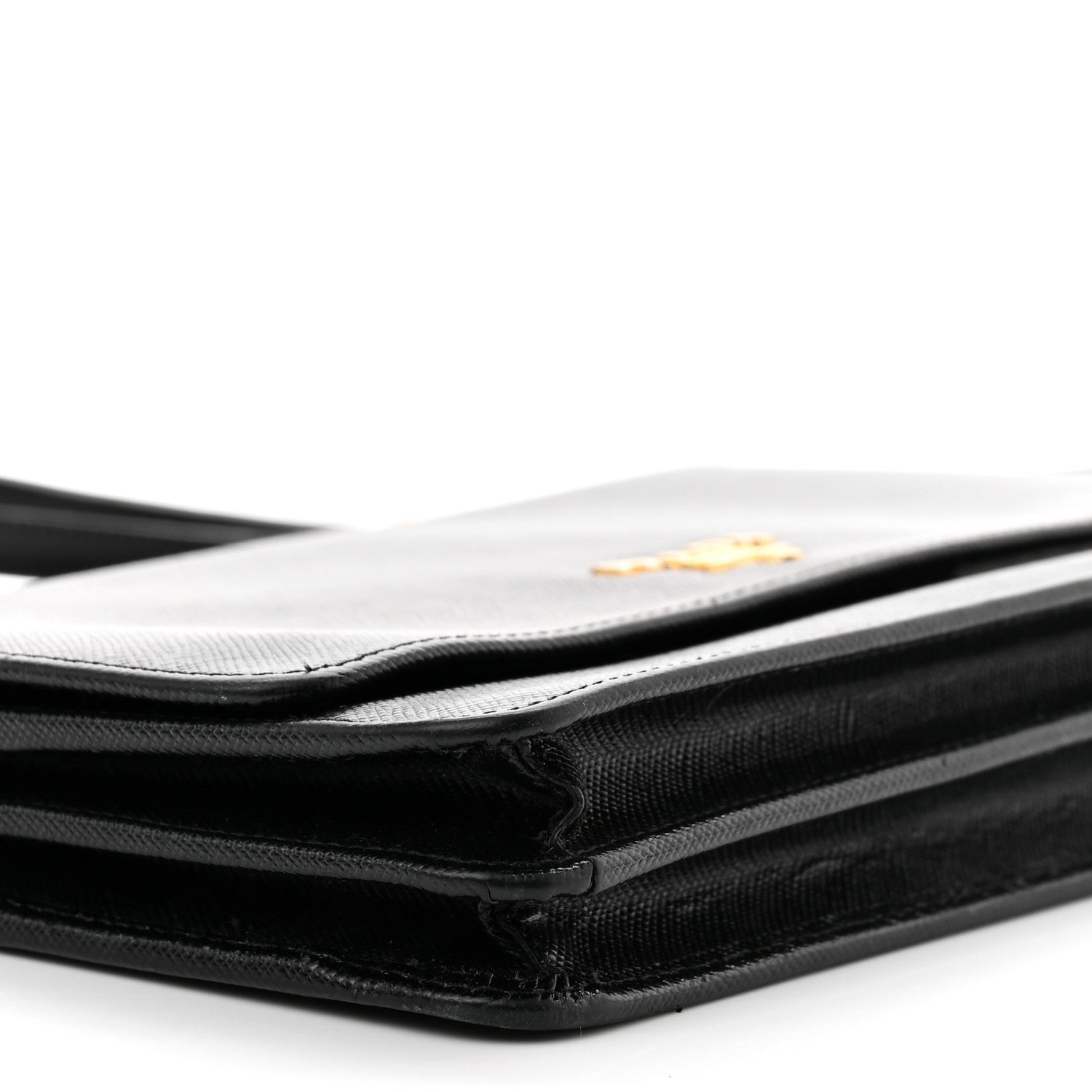 Prada Saffiano Metal Flap Wallet With Strap Black 8 of 12