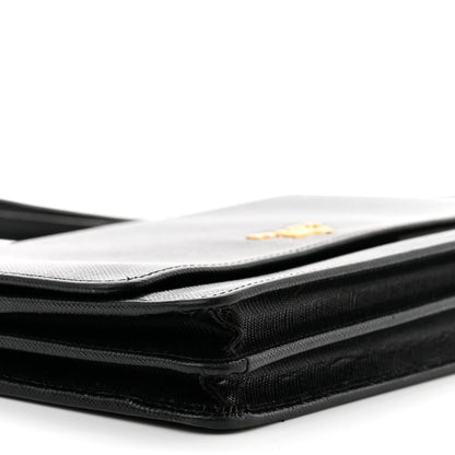 Prada Saffiano Metal Flap Wallet With Strap Black 8 of 12