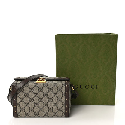 Gucci GG Supreme Monogram Textured Dollar Calfskin Mini Trunk Shoulder Bag Beige Ebony New Acero 9 of 9