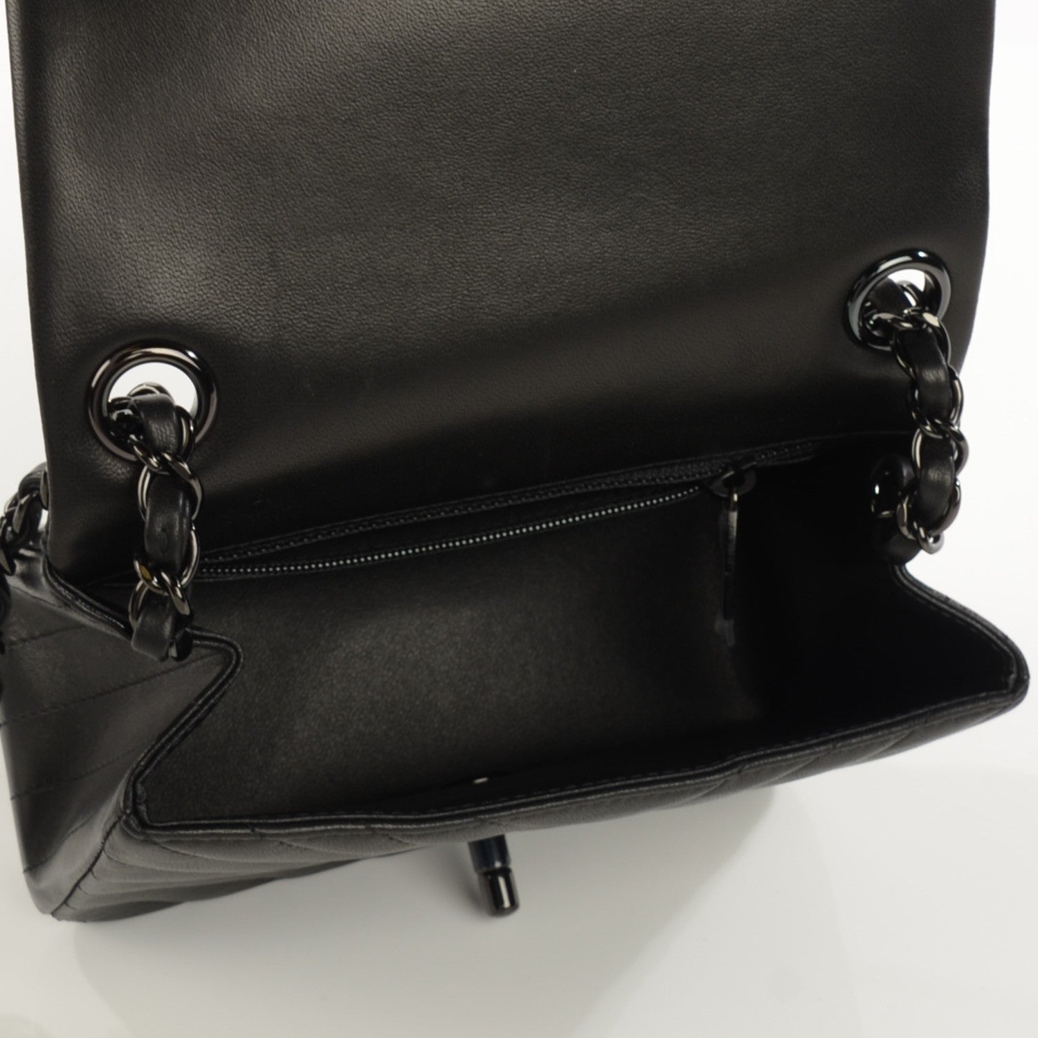Chanel Lambskin Chevron Quilted Mini Square Flap So Black 6 of 9