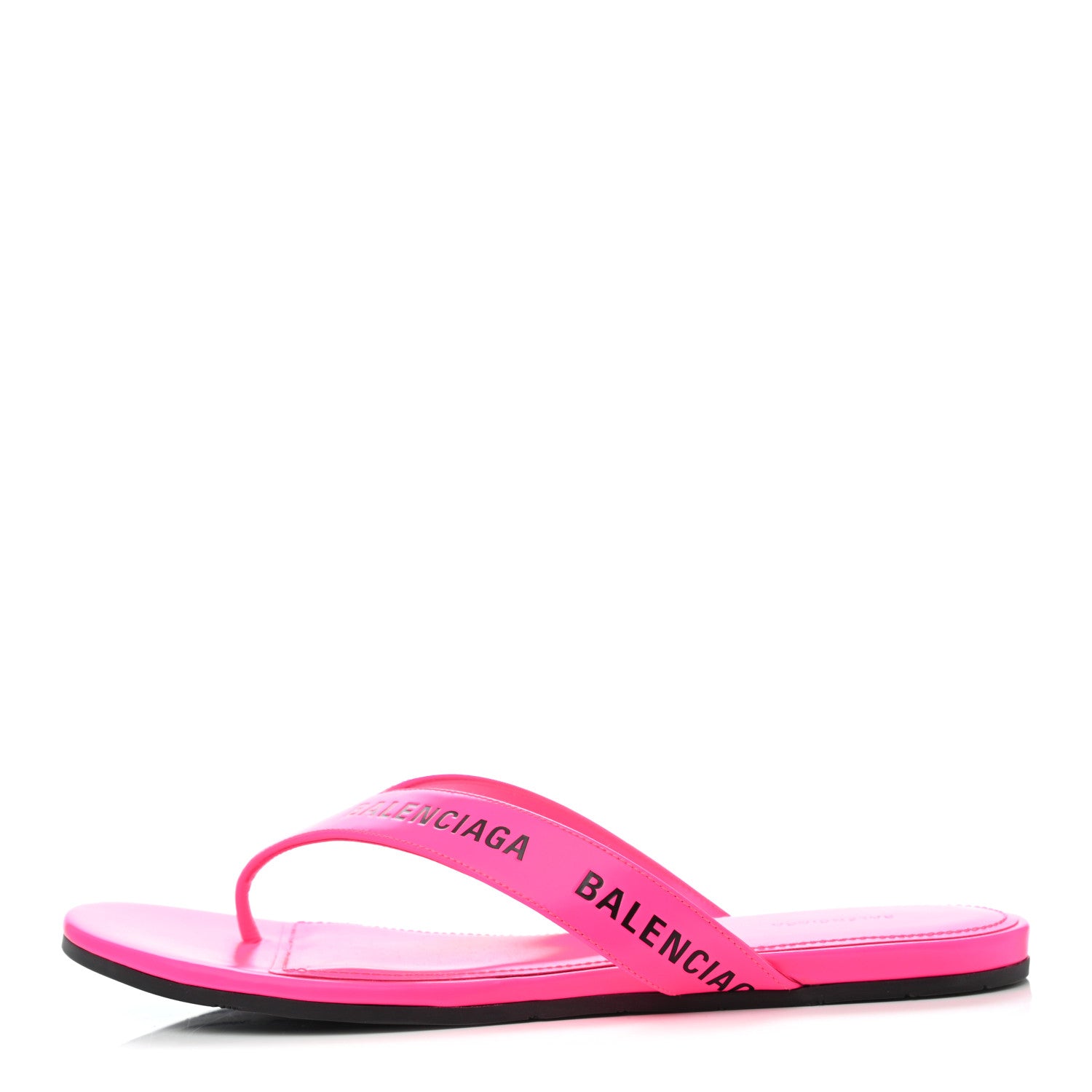 Balenciaga Calfskin Logo Thong Sandals 36 Neon Pink 1 of 7