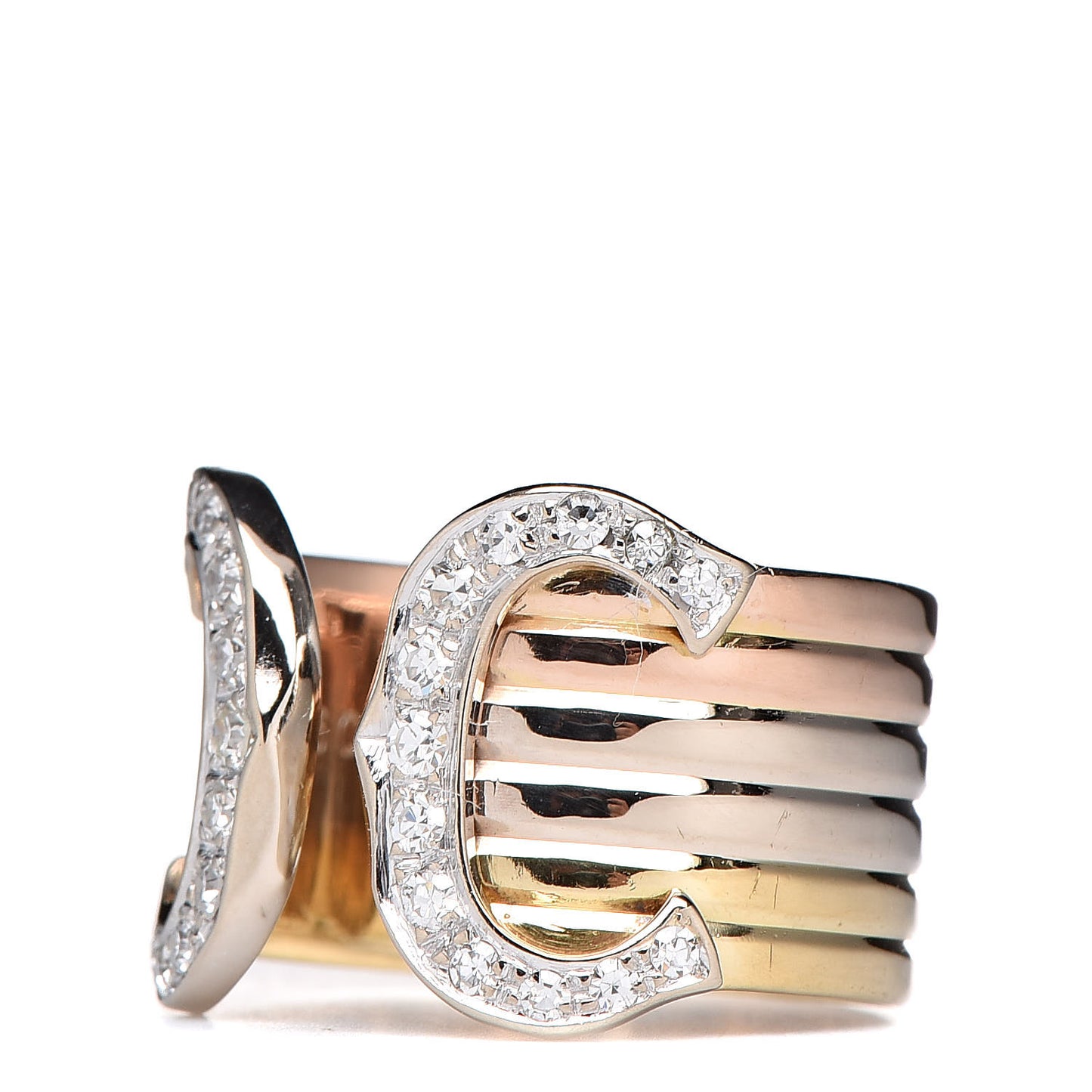 18K Pink Yellow White Gold Diamond 13mm C De Ring 48 4.5