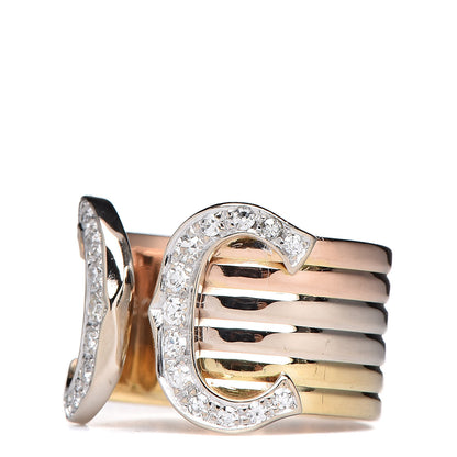 Cartier 18K Pink Yellow White Gold Diamond 13mm C De Ring 48 4.5 3 of 6