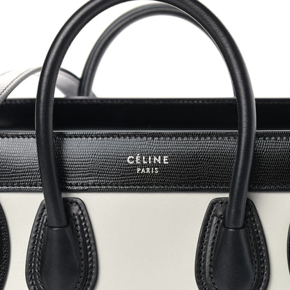 Celine Smooth Calfskin Lizard Embossed Nano Luggage White Black 9 of 10