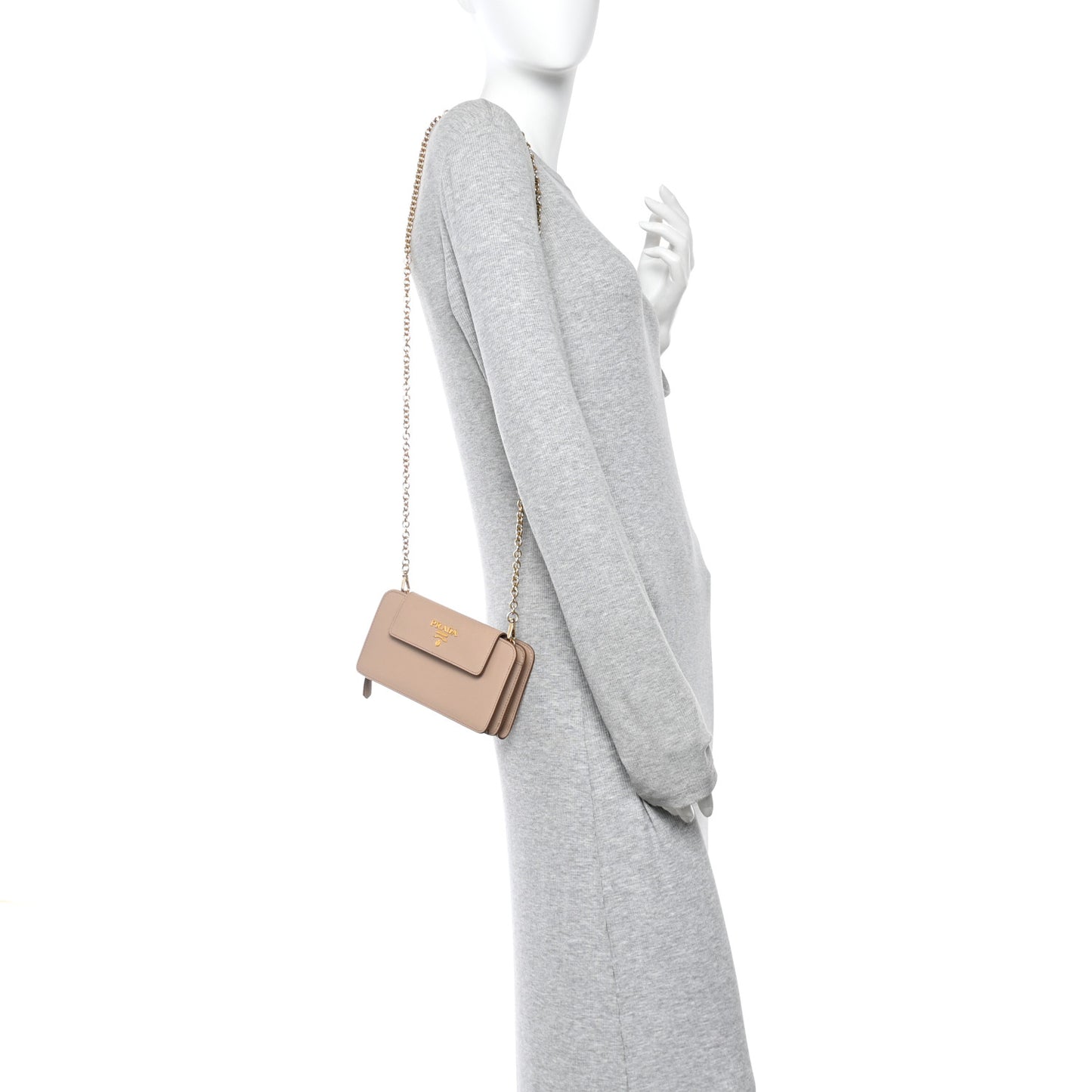 Saffiano Chain Wallet Cammeo