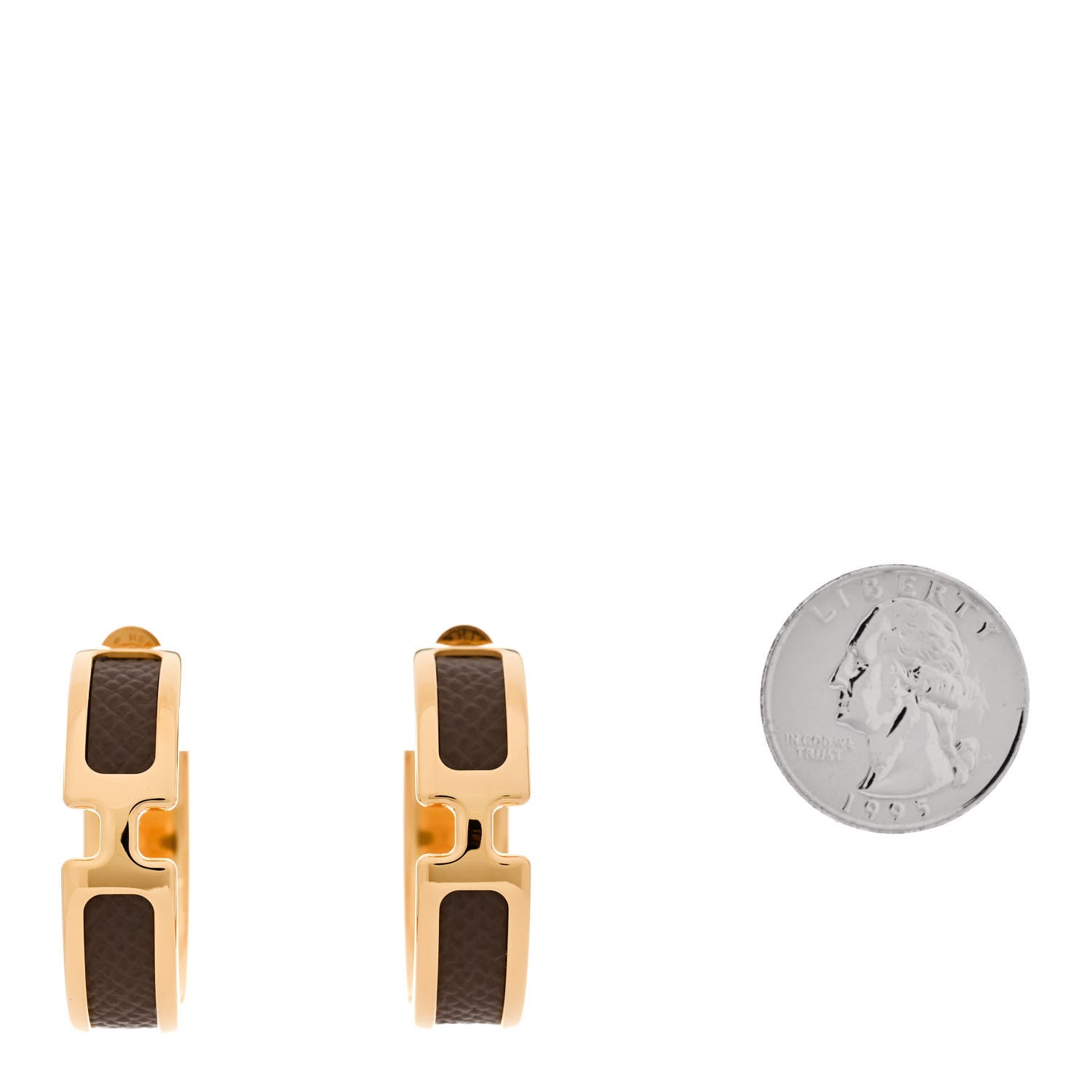 Hermes Madame Calfskin Olympe Hoop Earrings Etoupe 2 of 5