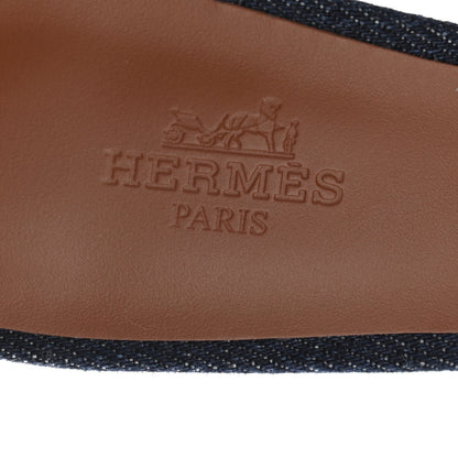 Hermes Calfskin Denim Oasis Sandals 35.5 Bleu Brut Gold 7 of 9