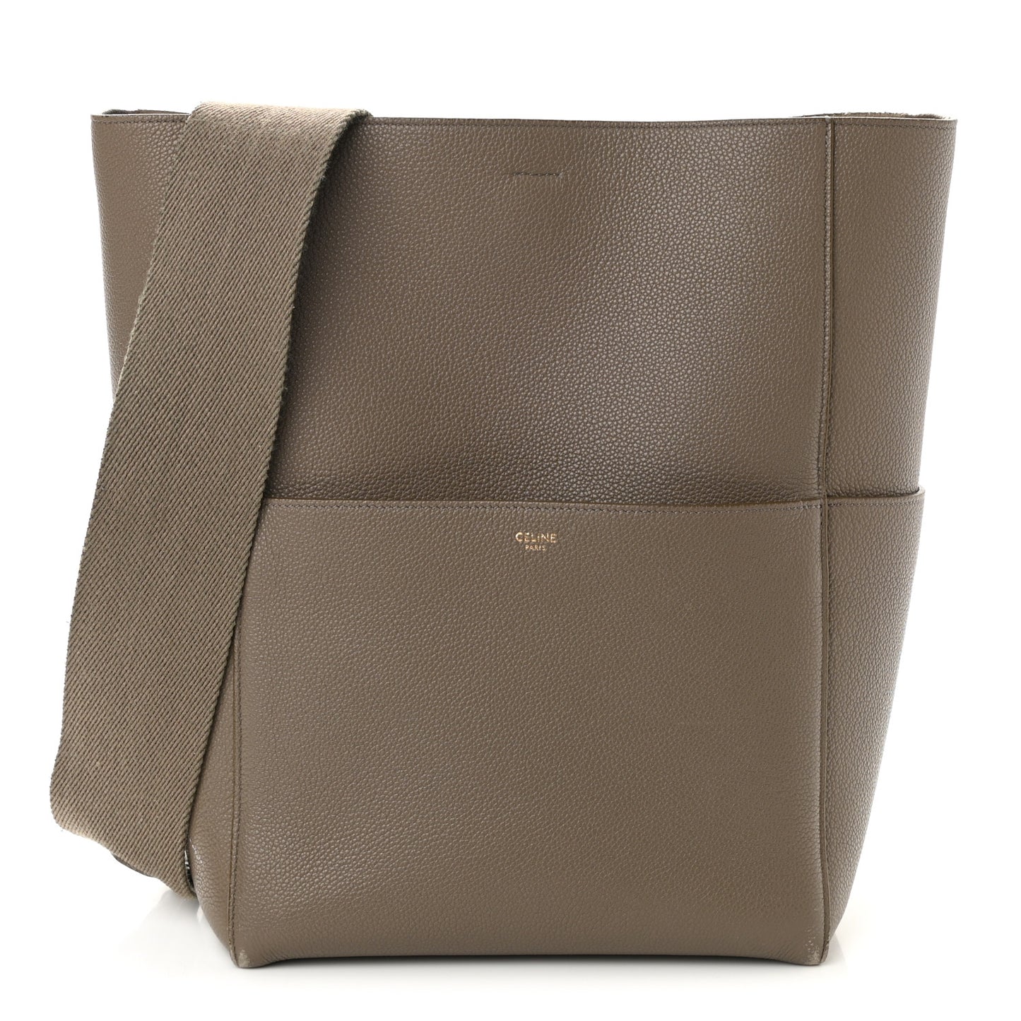 Soft Grained Calfskin Sangle Bucket Bag Taupe