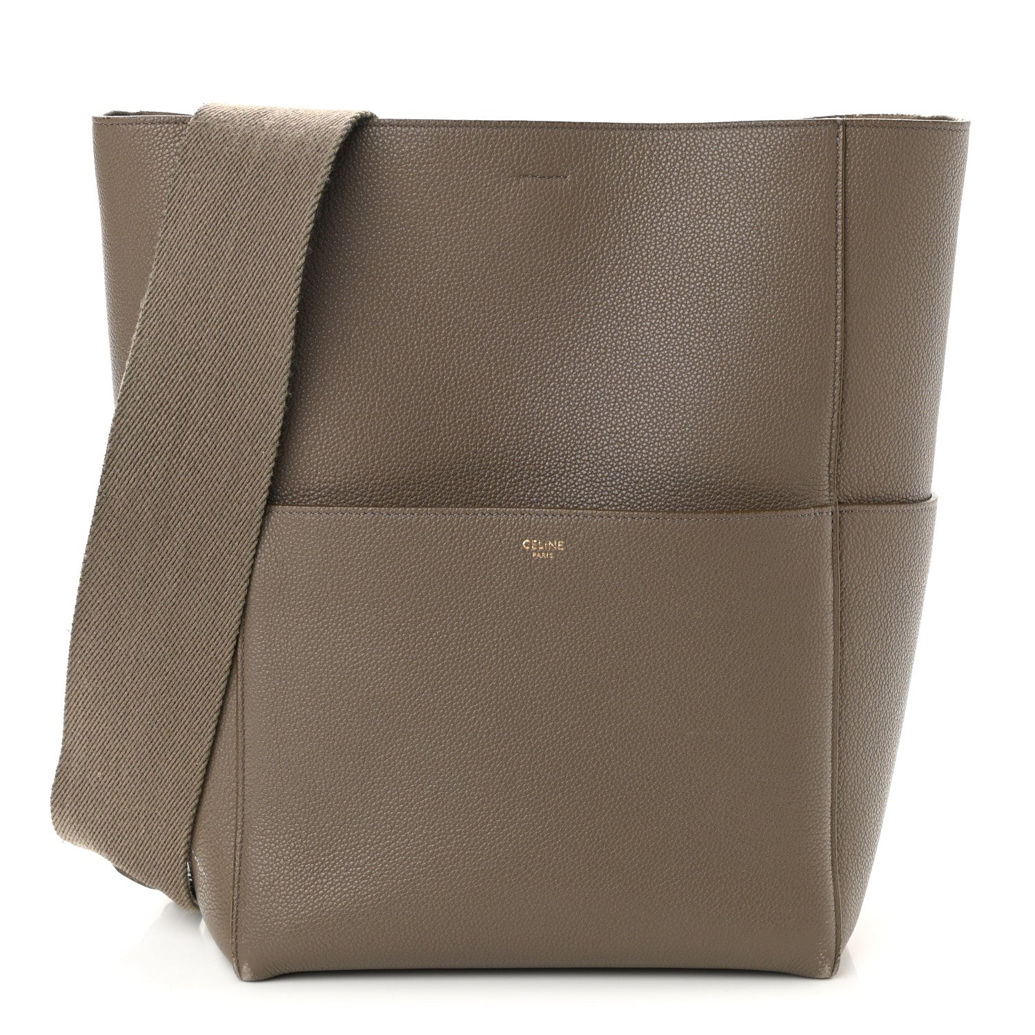 Celine Soft Grained Calfskin Sangle Bucket Bag Taupe 1 of 13