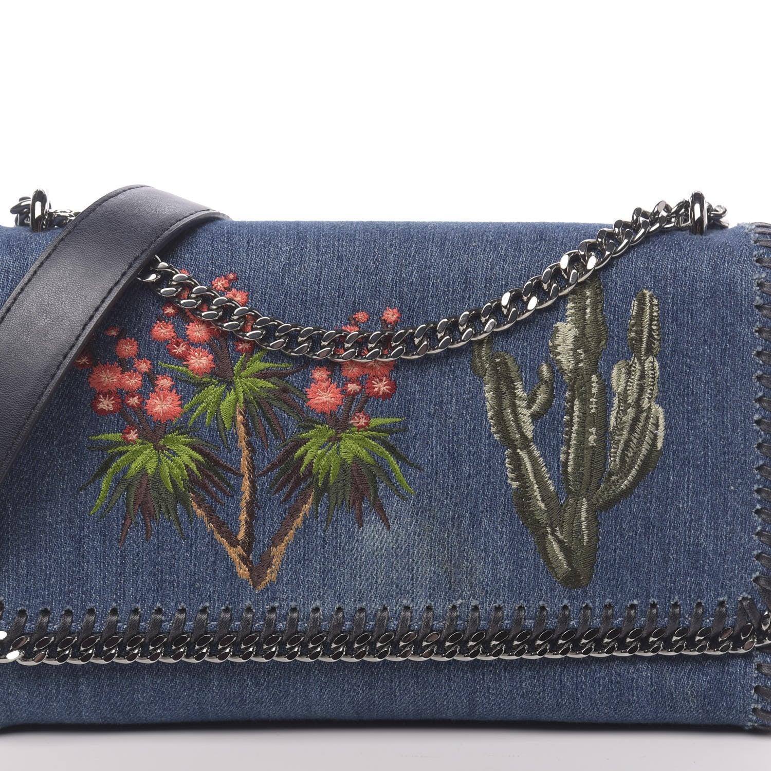 Stella McCartney Eco Denim Embroidered Falabella Crossbody Cerulean 9 of 10