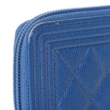 Chanel Caviar Quilted Boy Zip Around Coin Purse Wallet Dark Blue 10 of 14