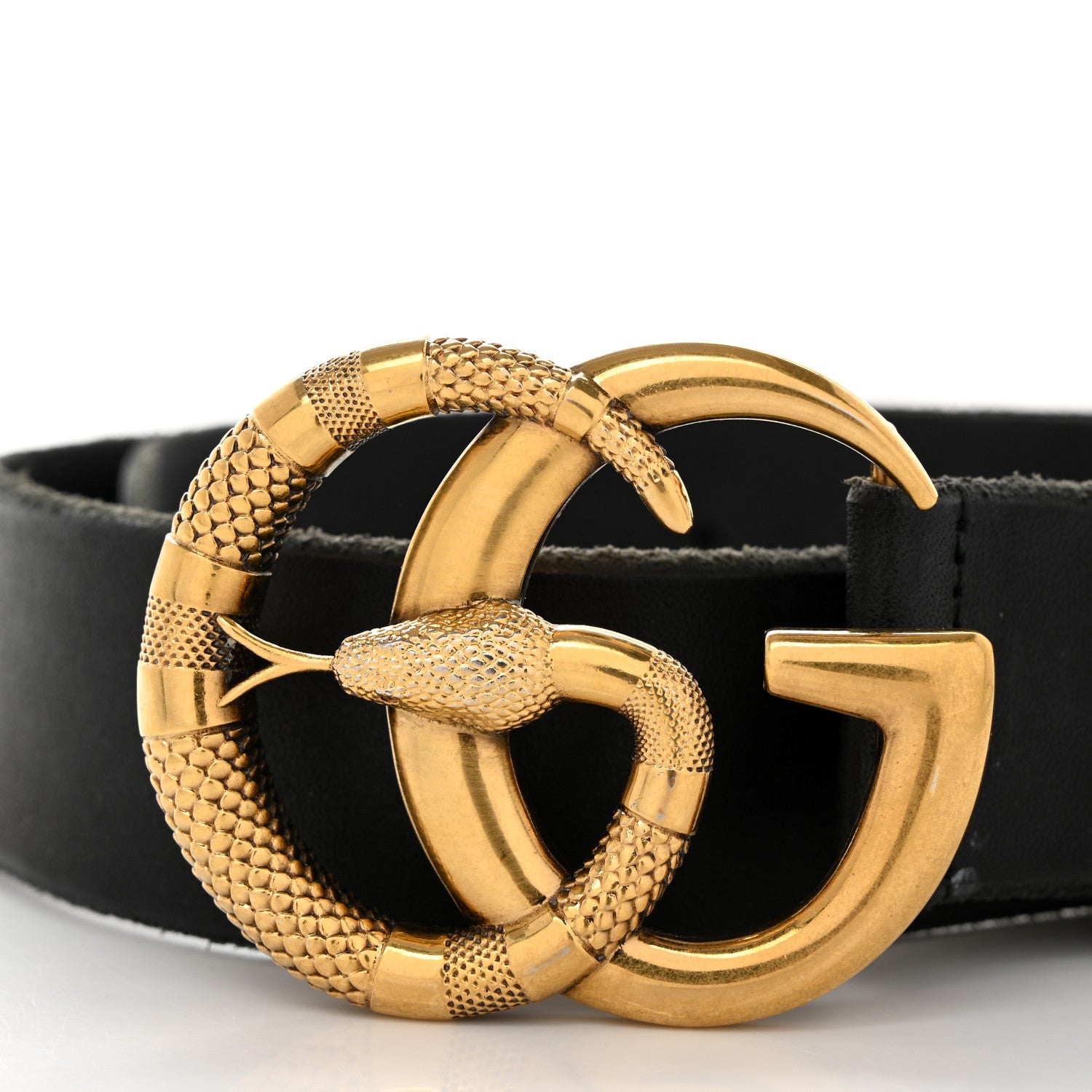 Gucci Faded Calfskin Snake Double G 40mm Belt 80 32 Black 6 of 6