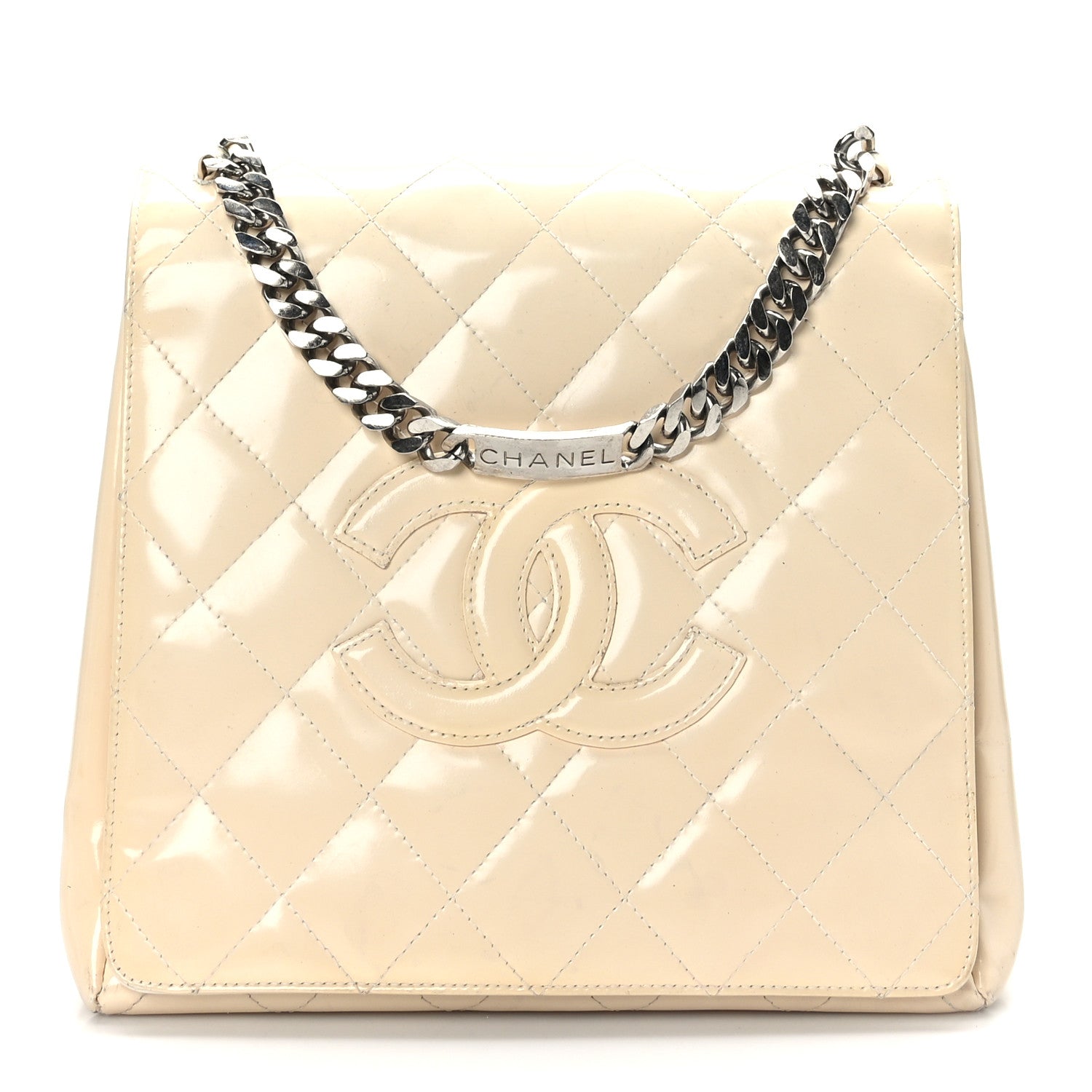 Chanel Patent Quilted Flap Bag White 1 of 12