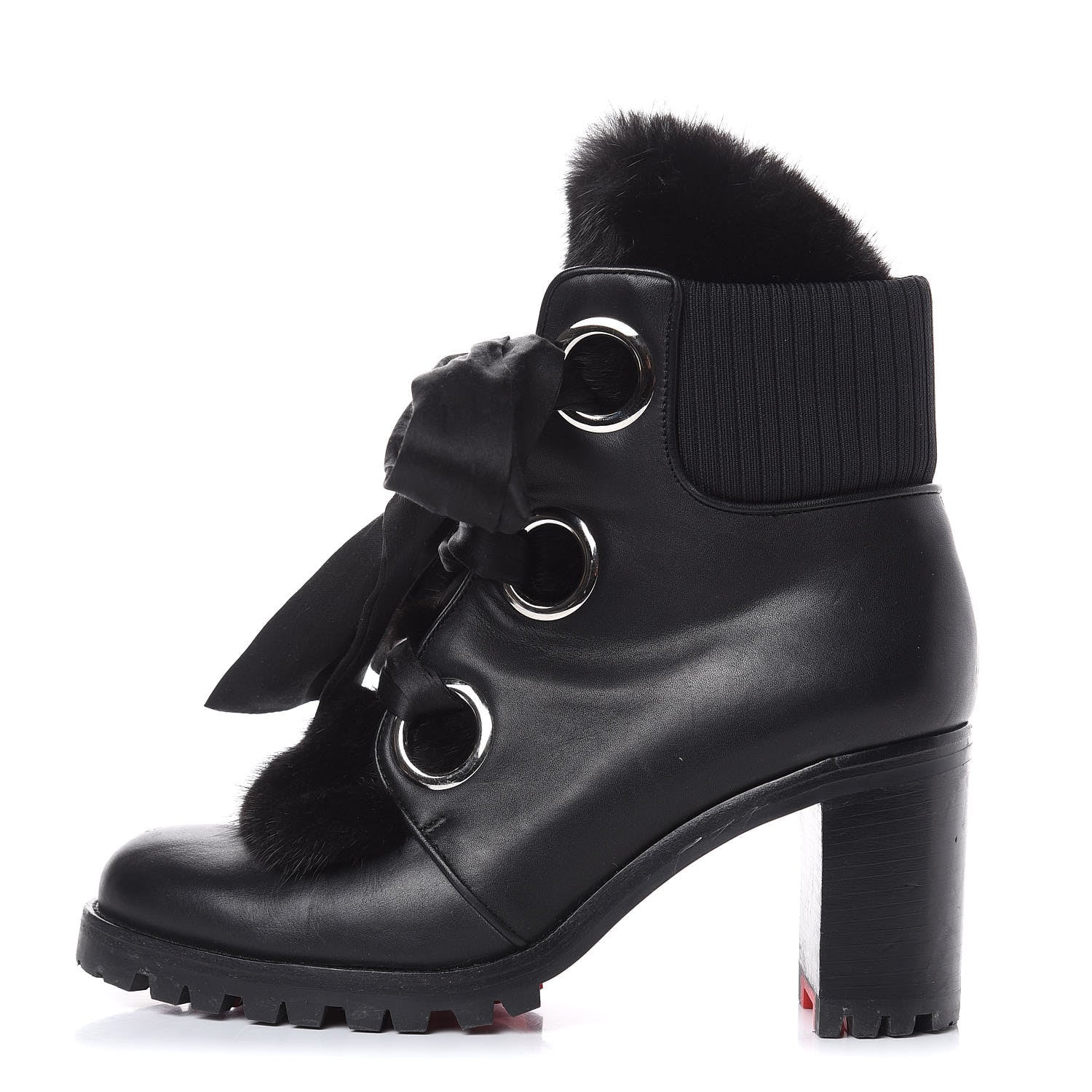 Christian Louboutin Calfskin Mink Jenny From the Alps 70 Ankle Boots 37 Black 1 of 13