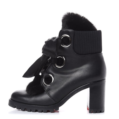 Christian Louboutin Calfskin Mink Jenny From the Alps 70 Ankle Boots 37 Black 1 of 13